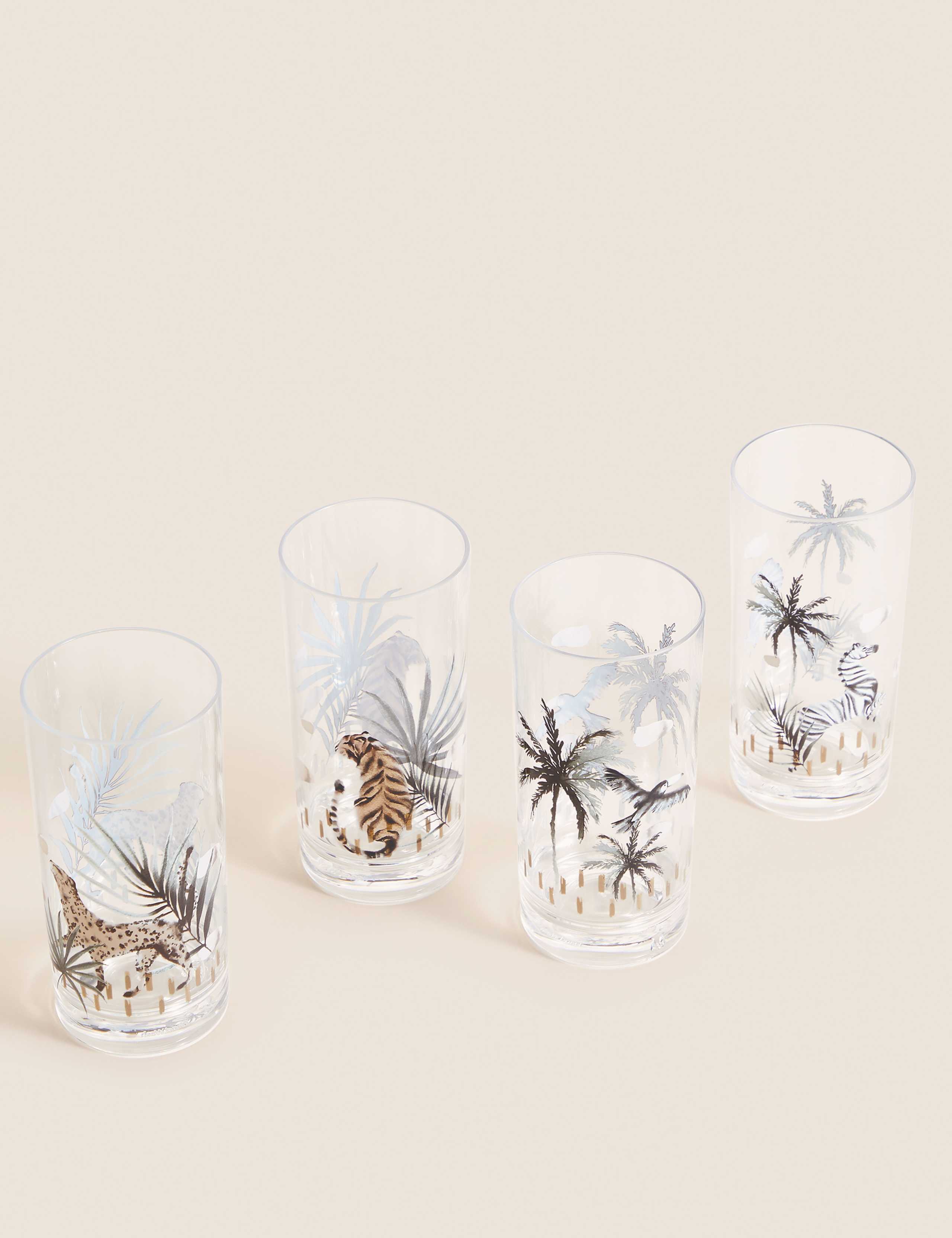 Set Of 4 Abstract Watercolour Picnic Highballs 2 of 5