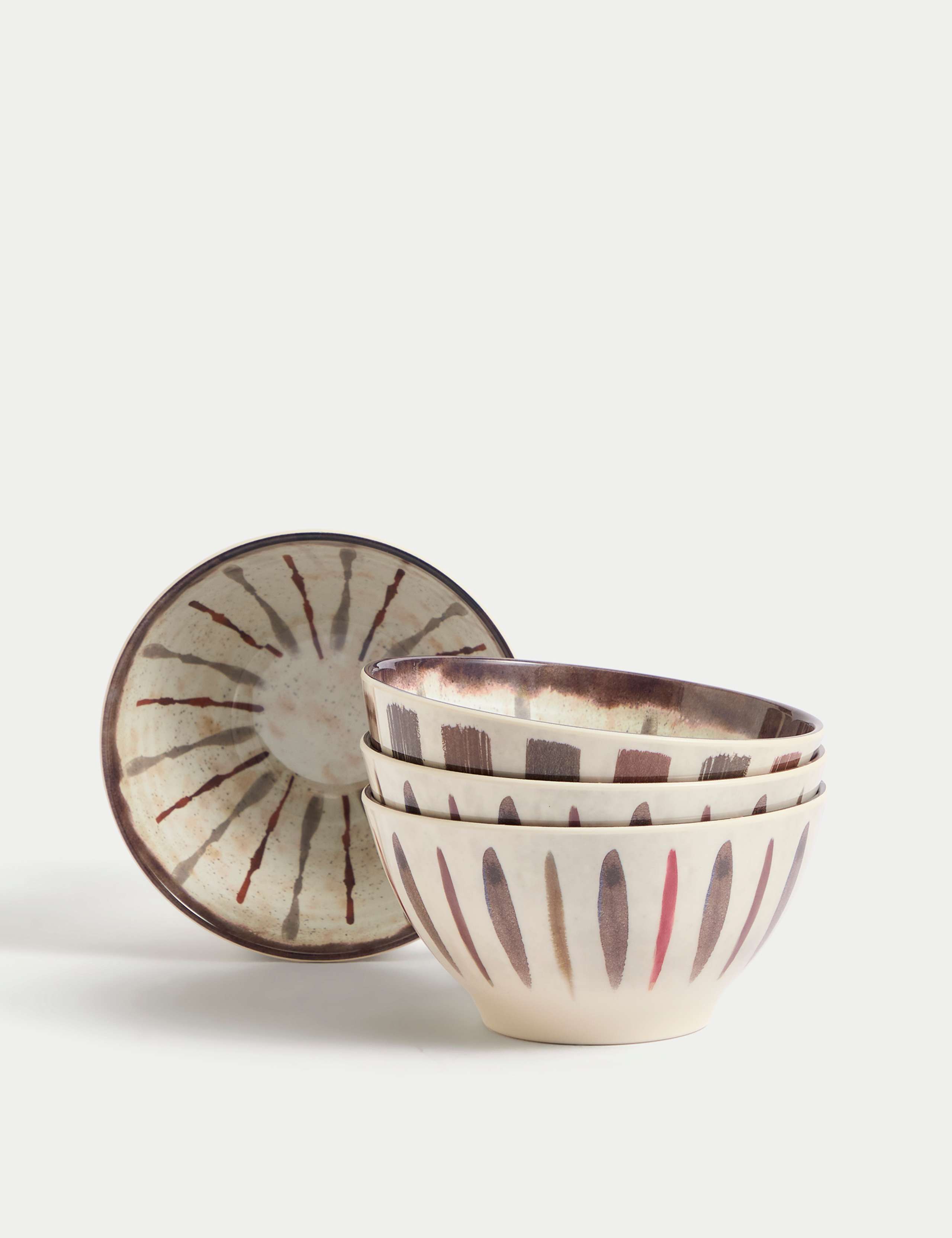 Set of 4 Global Artisan Picnic Cereal Bowls 1 of 8