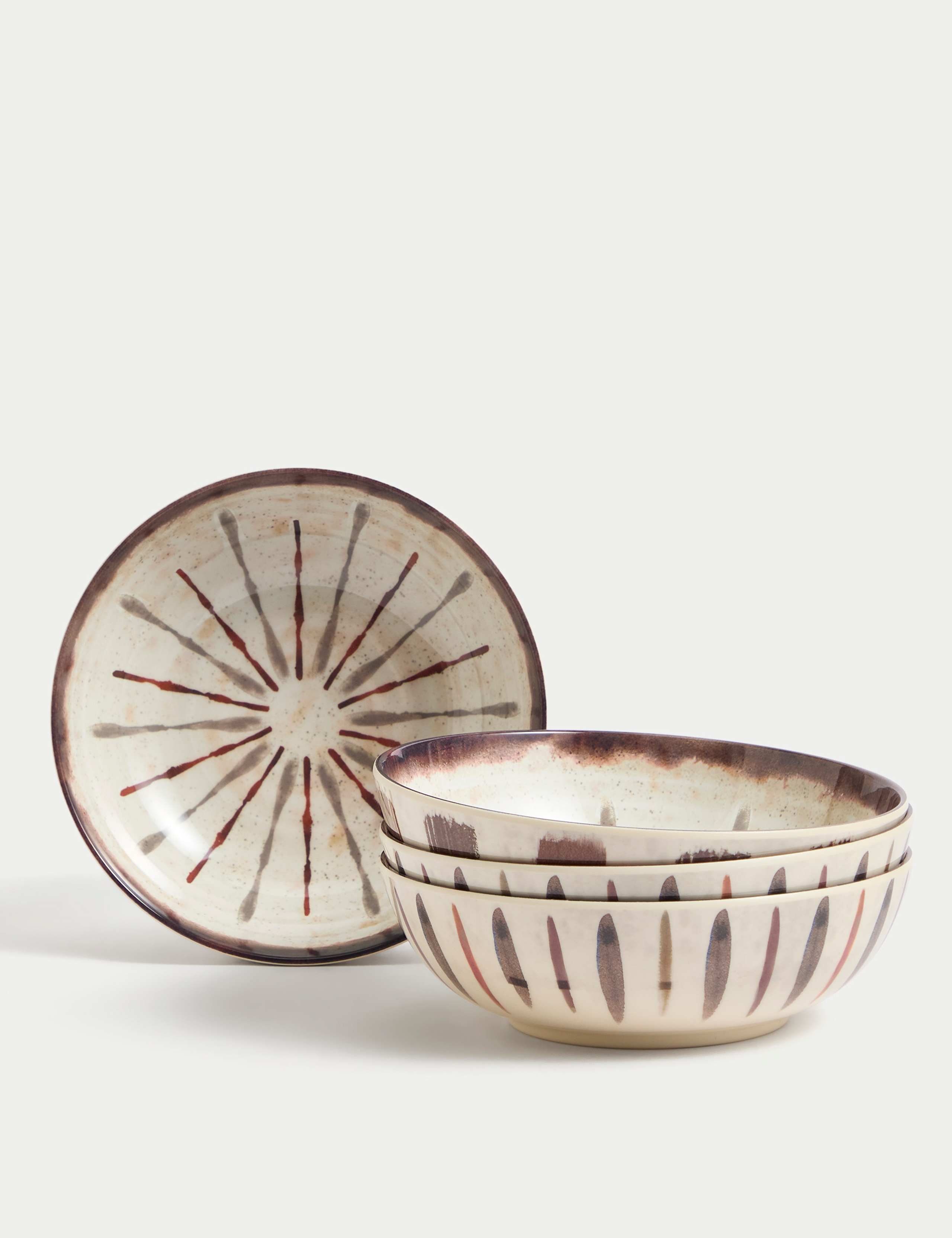 Set of 4 Global Artisan Picnic Pasta Bowls 5 of 5