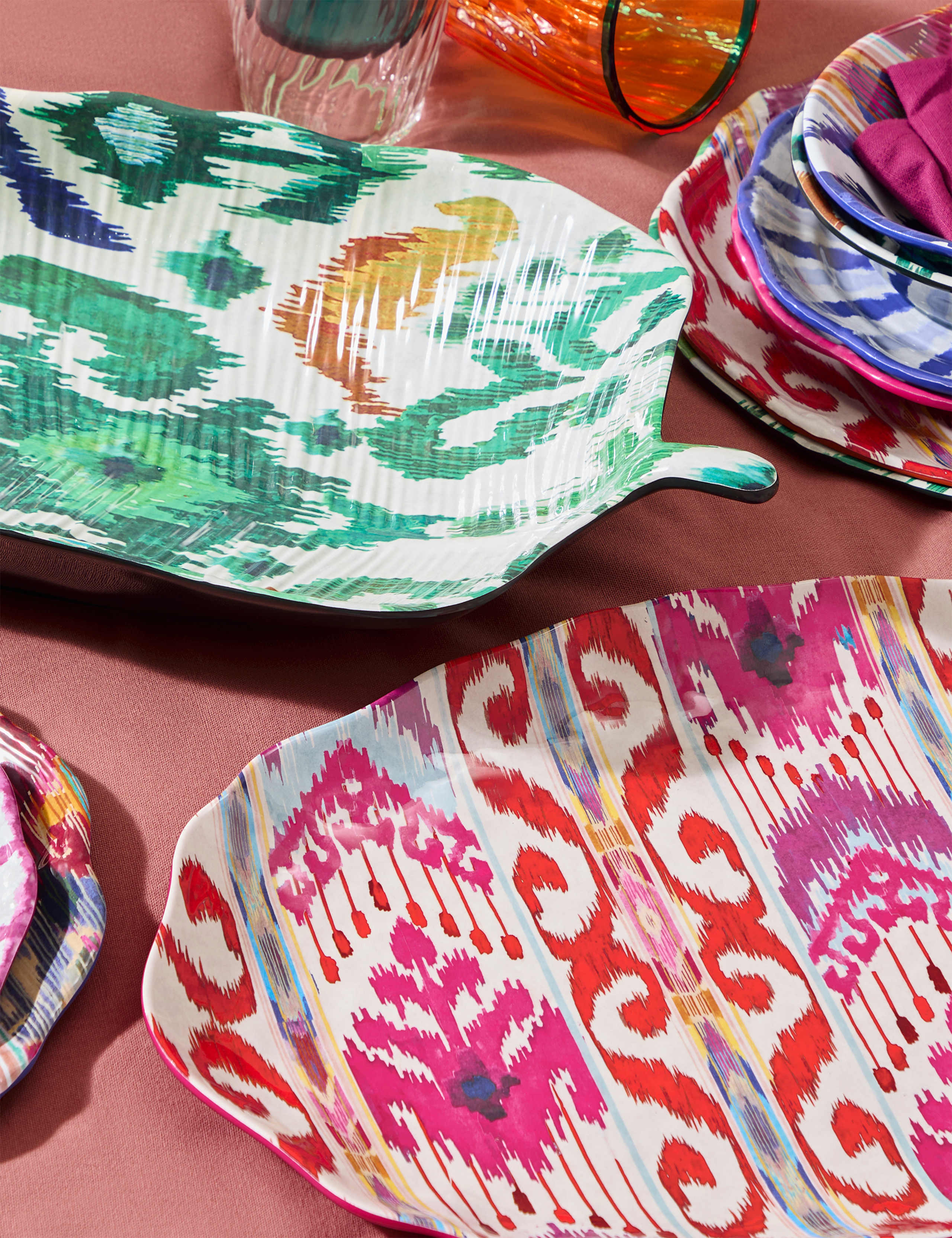 Ikat Brights Leaf Picnic Platter 5 of 5