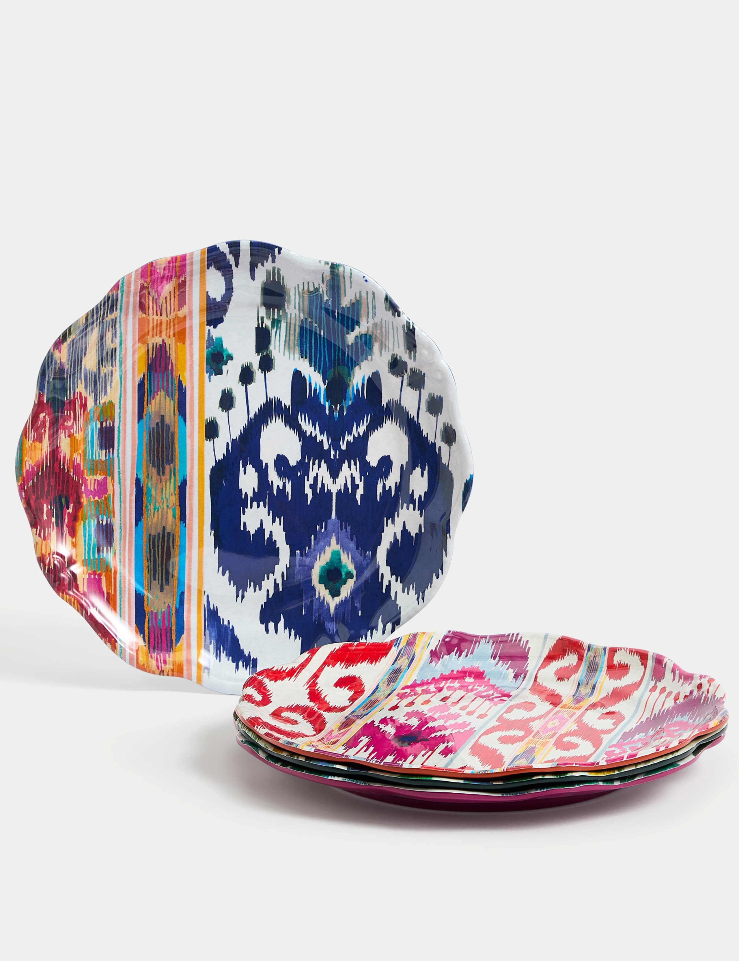 Set of 4 Ikat Brights Picnic Dinner Plates 1 of 6