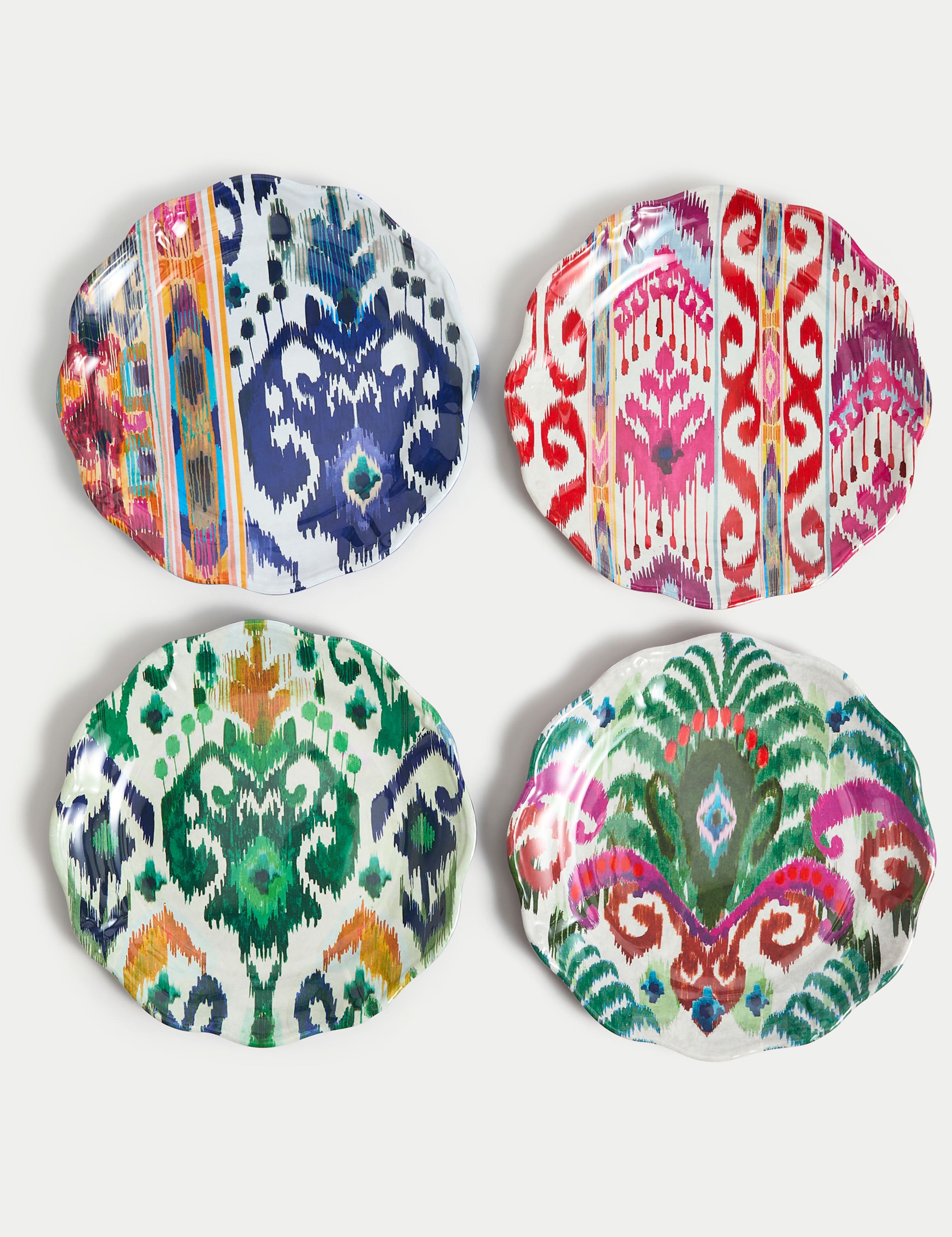 Set of 4 Ikat Brights Picnic Dinner Plates 5 of 6