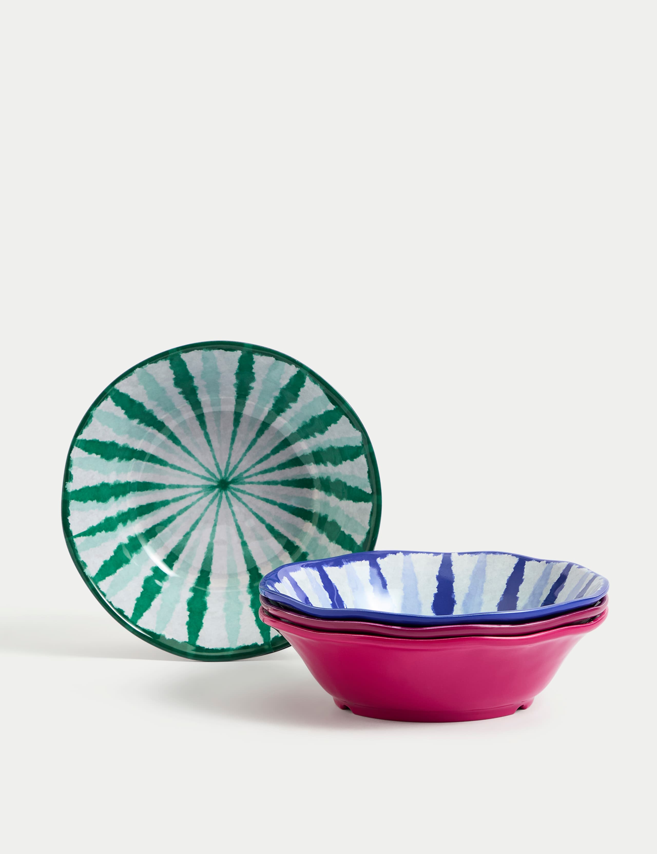 Set of 4 Ikat Brights Picnic Pasta Bowls 1 of 5