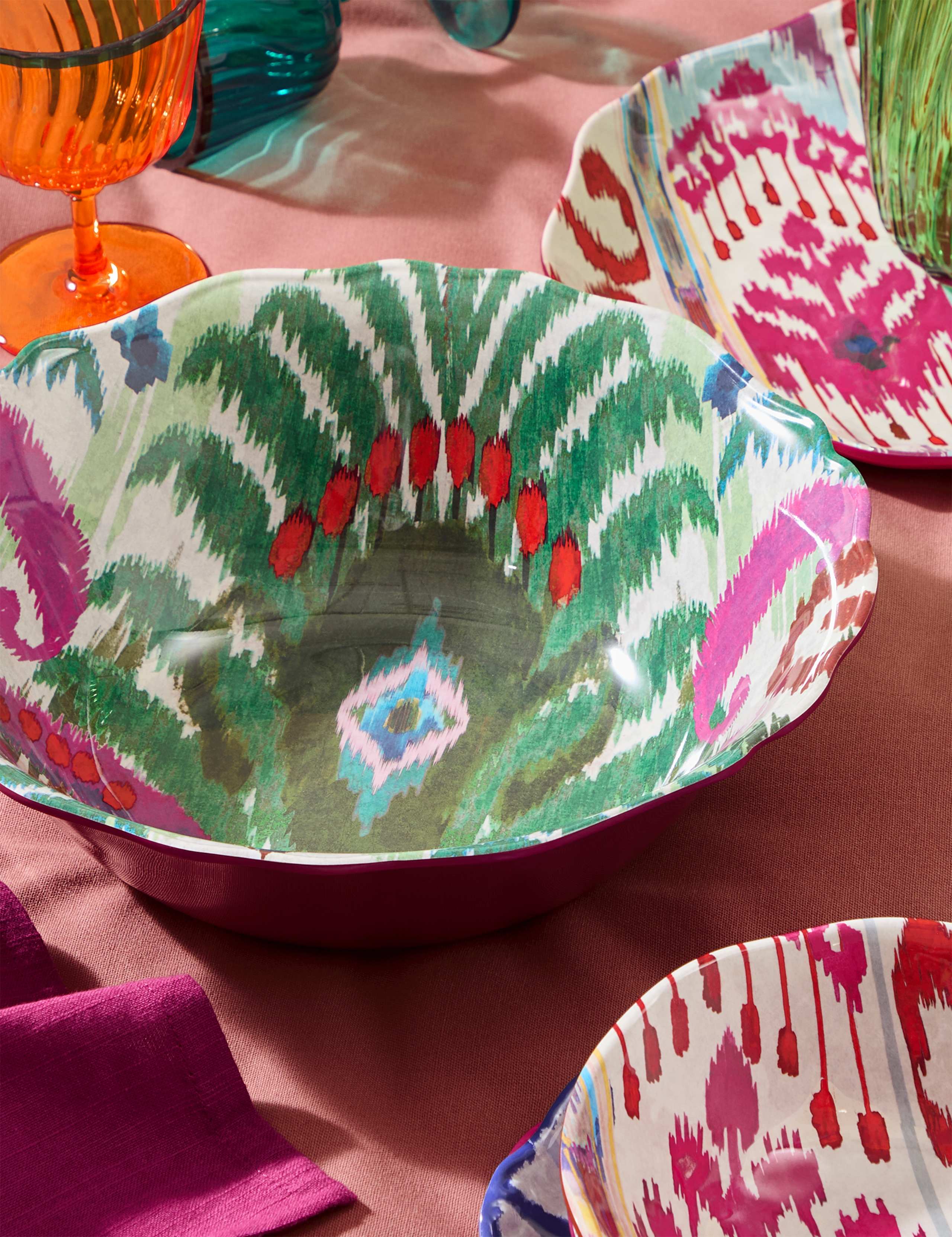 Ikat Brights Picnic Salad Bowl 1 of 4