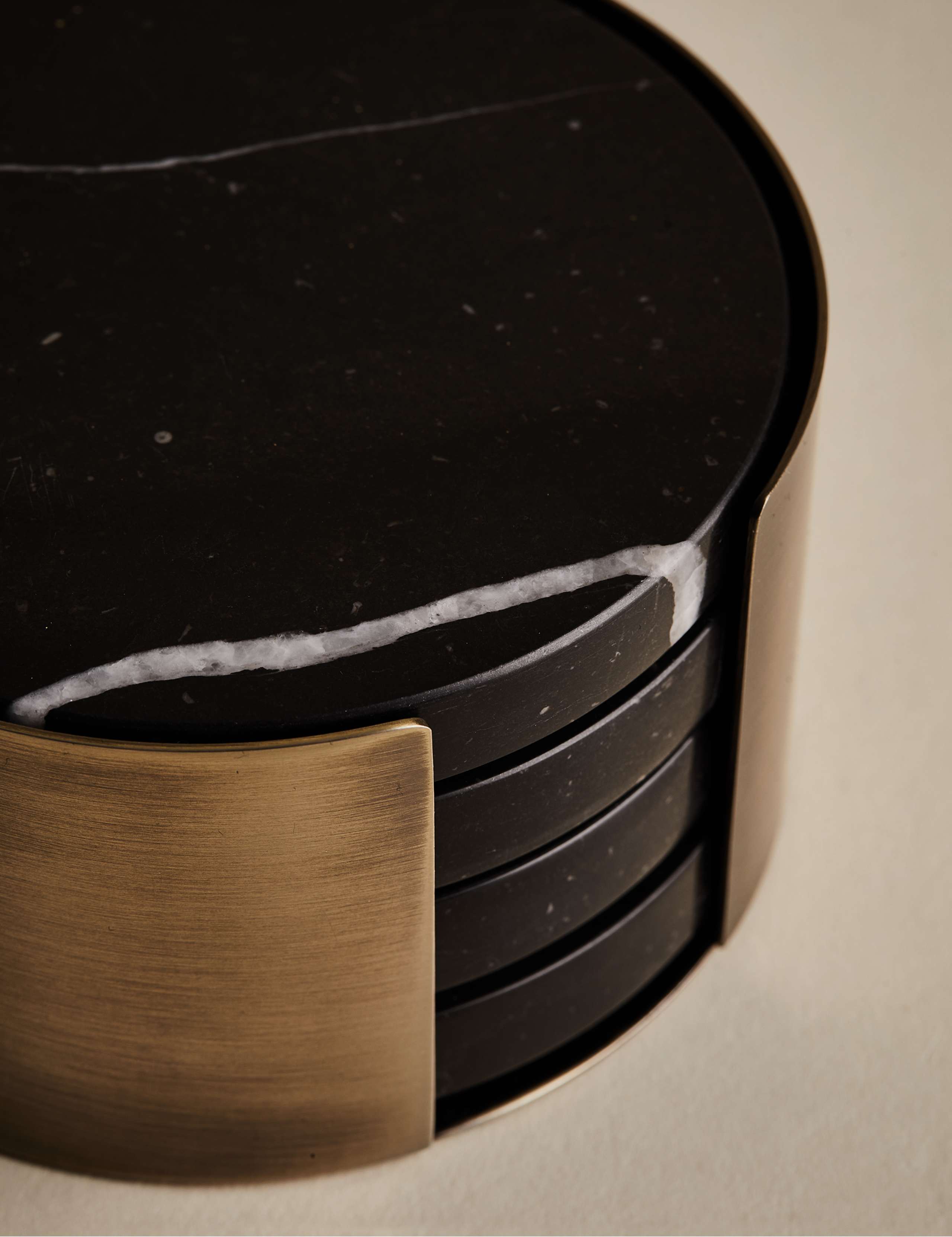 Set of 4 Marble Coasters with Holder 2 of 3