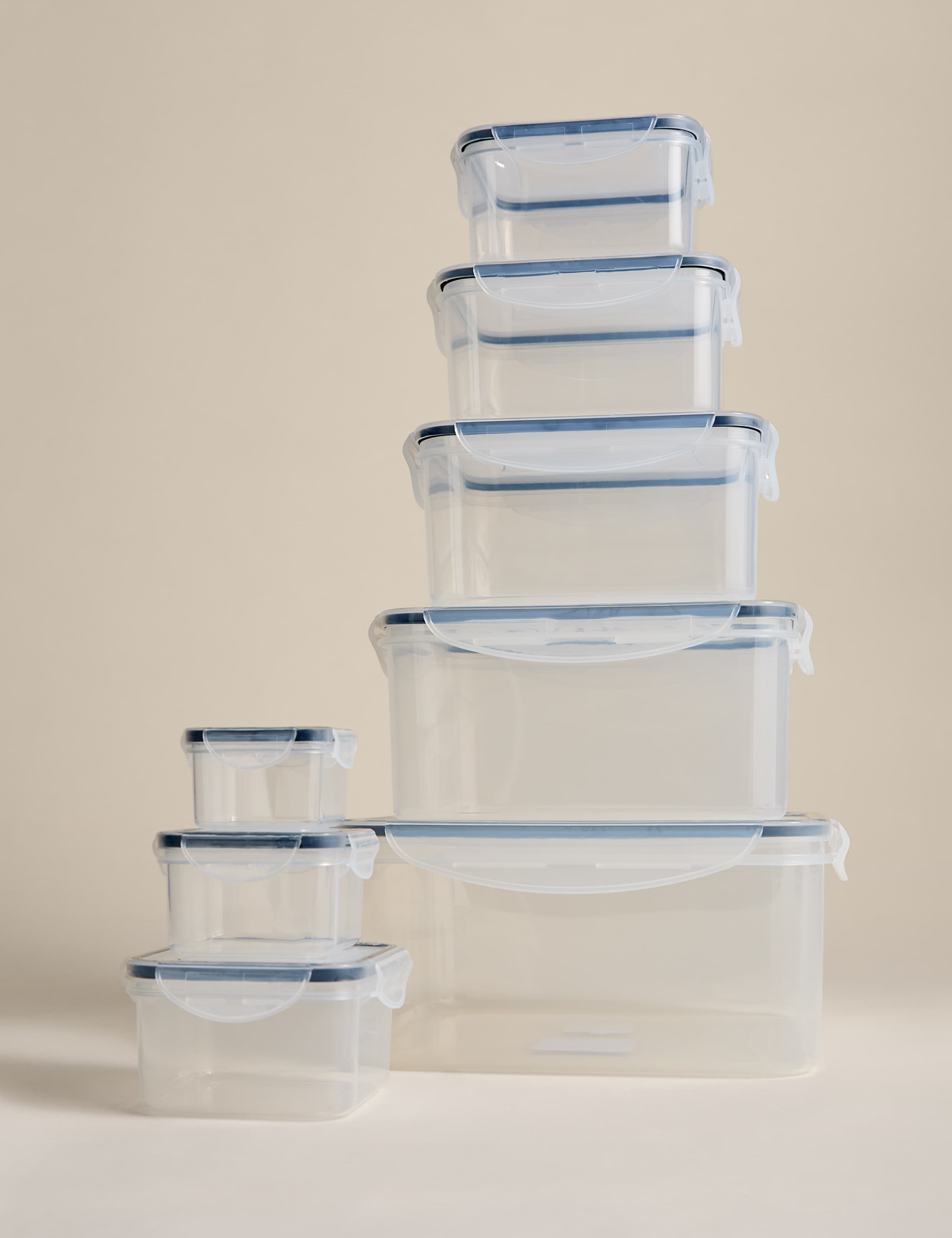 Set of 8 Square Clip Top Nesting Storage Boxes 4 of 5