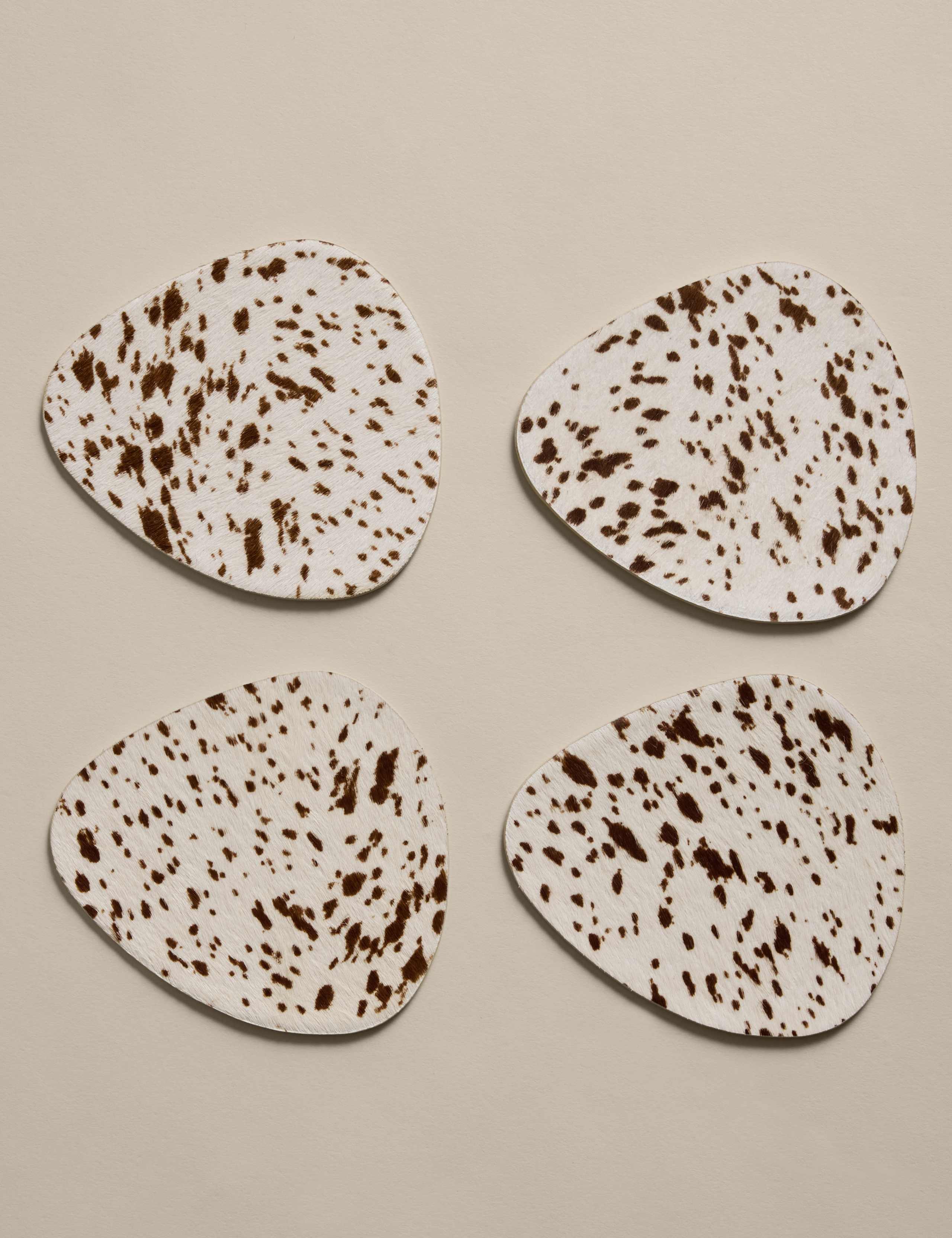 Set of 4 Leather Cowhide Coasters 2 of 4