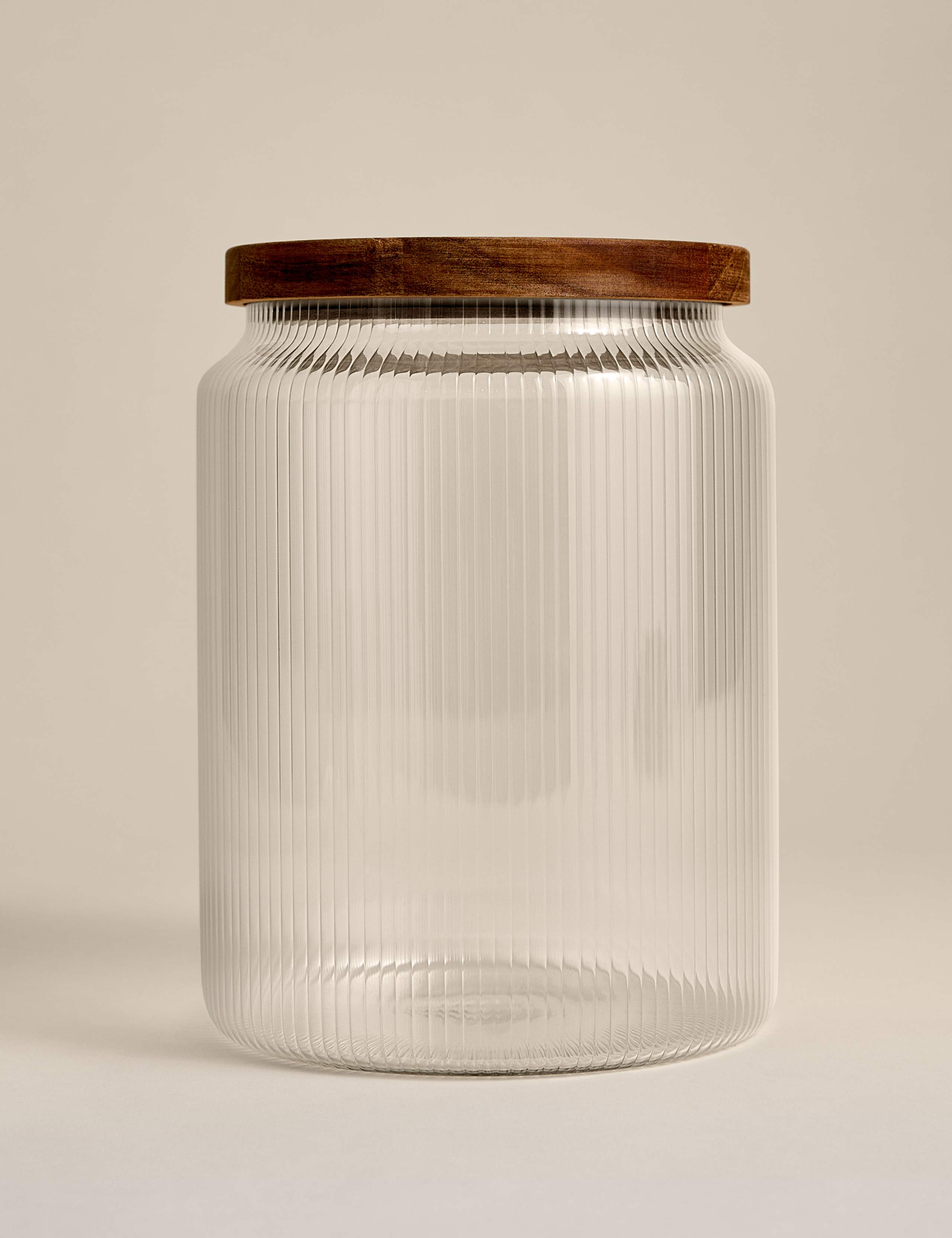 Large Ribbed Glass Cookie Jar 1 of 4