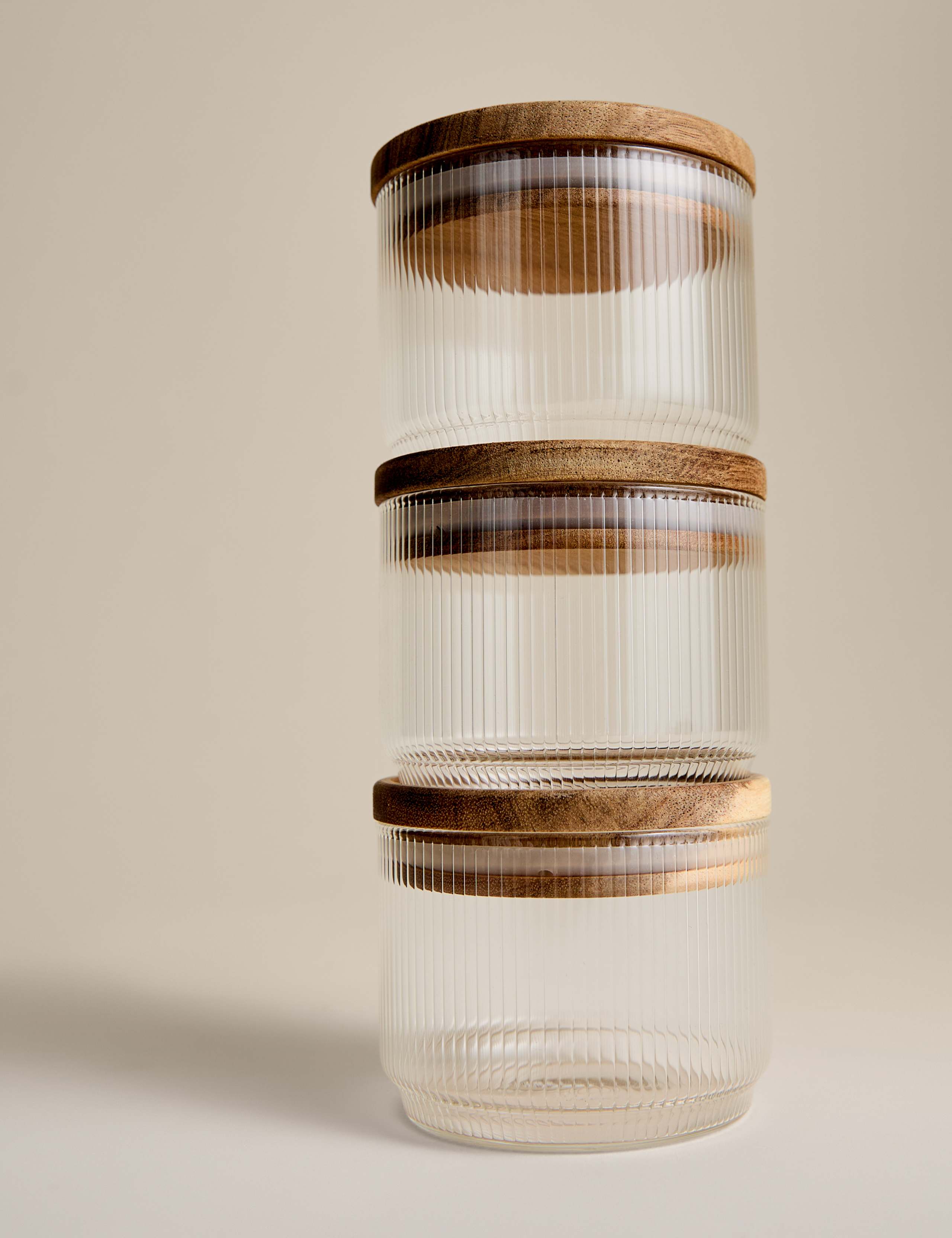 Set of 3 Small Stacking Glass Storage Jars 4 of 5