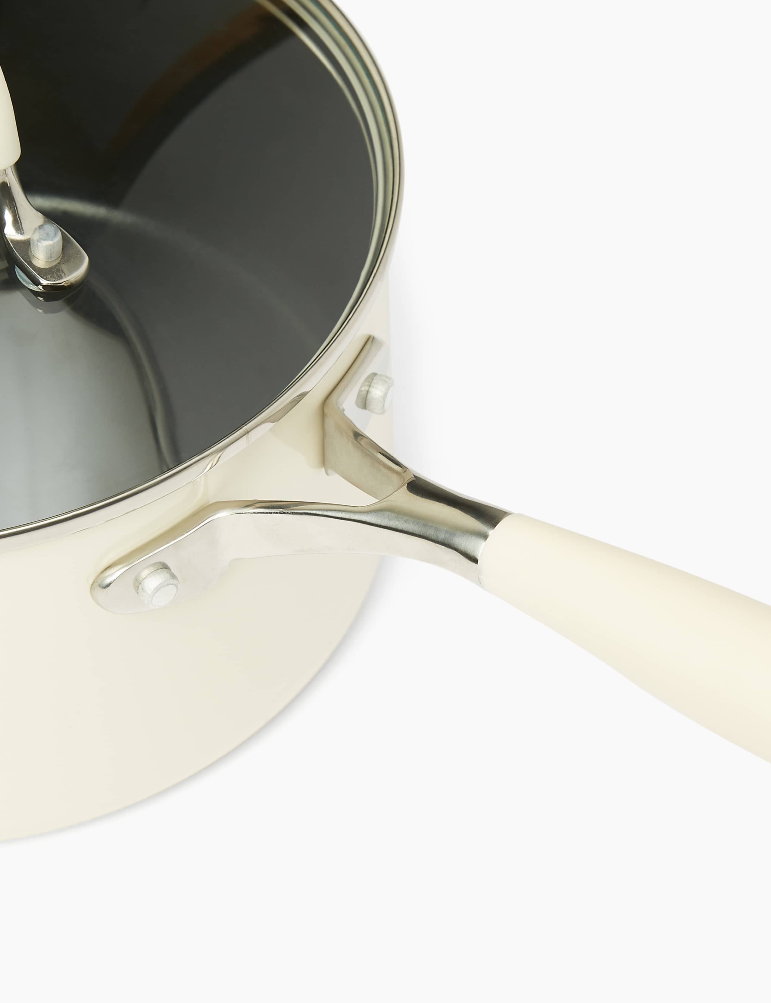 Cream Aluminium 3 Piece Saucepan Set 3 of 4