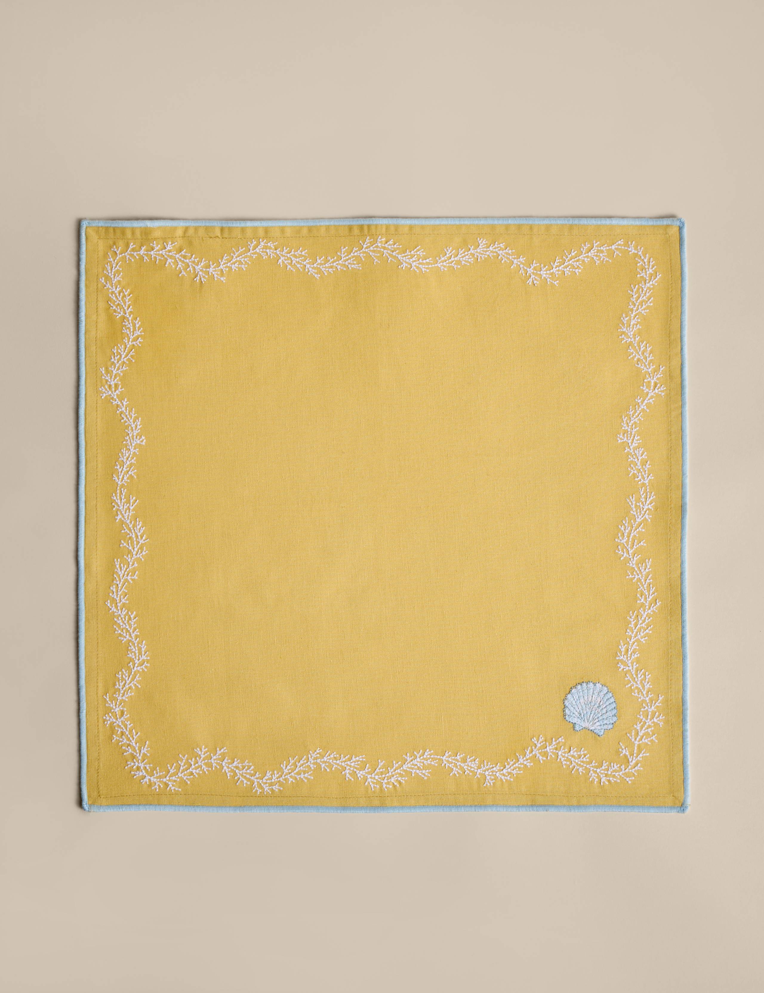 Set of 4 Cotton with Linen Coastal Embroidered Napkins 3 of 4