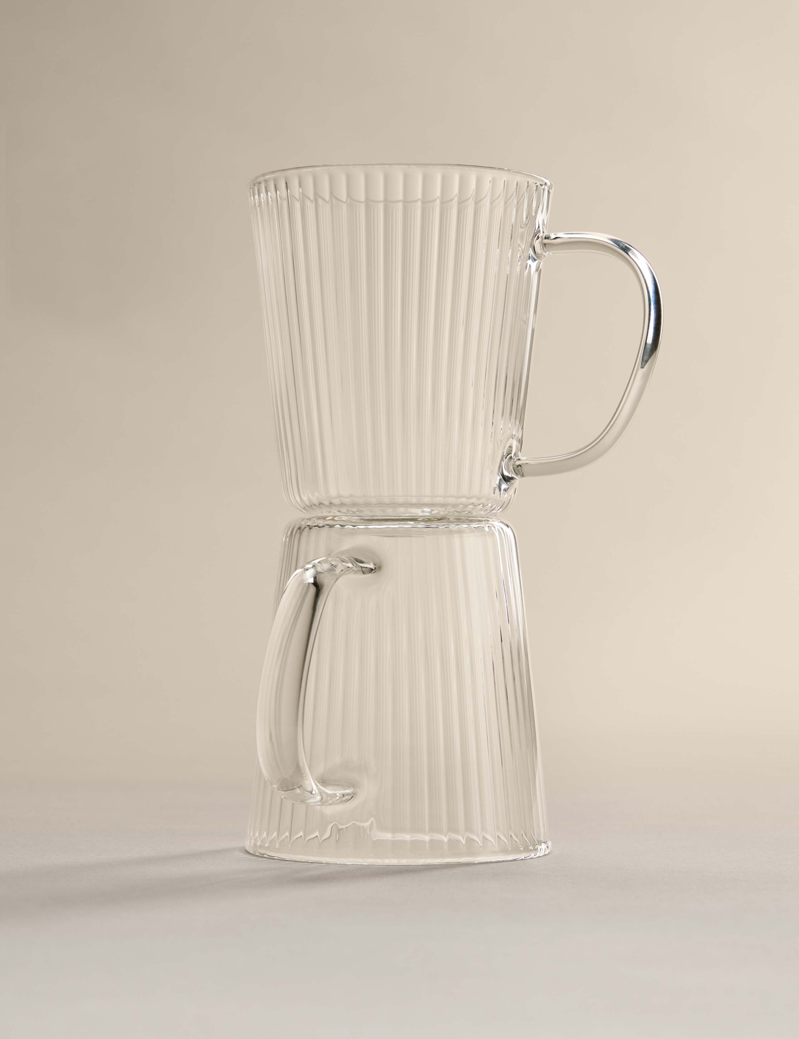 2 Pack Ribbed Glass Espresso Mugs 3 of 4
