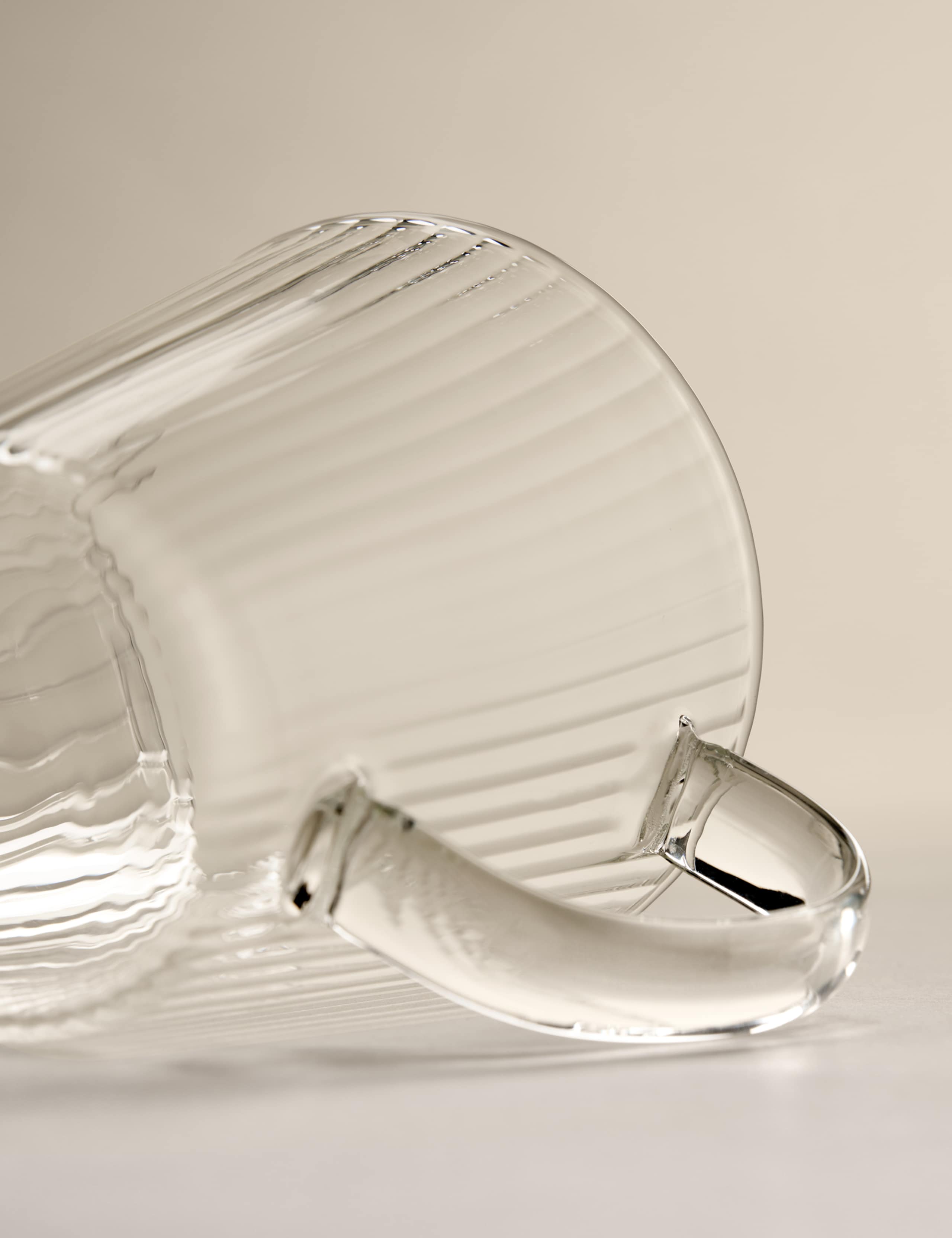 Set of 2 Ribbed Glass Cappuccino Mugs 2 of 4