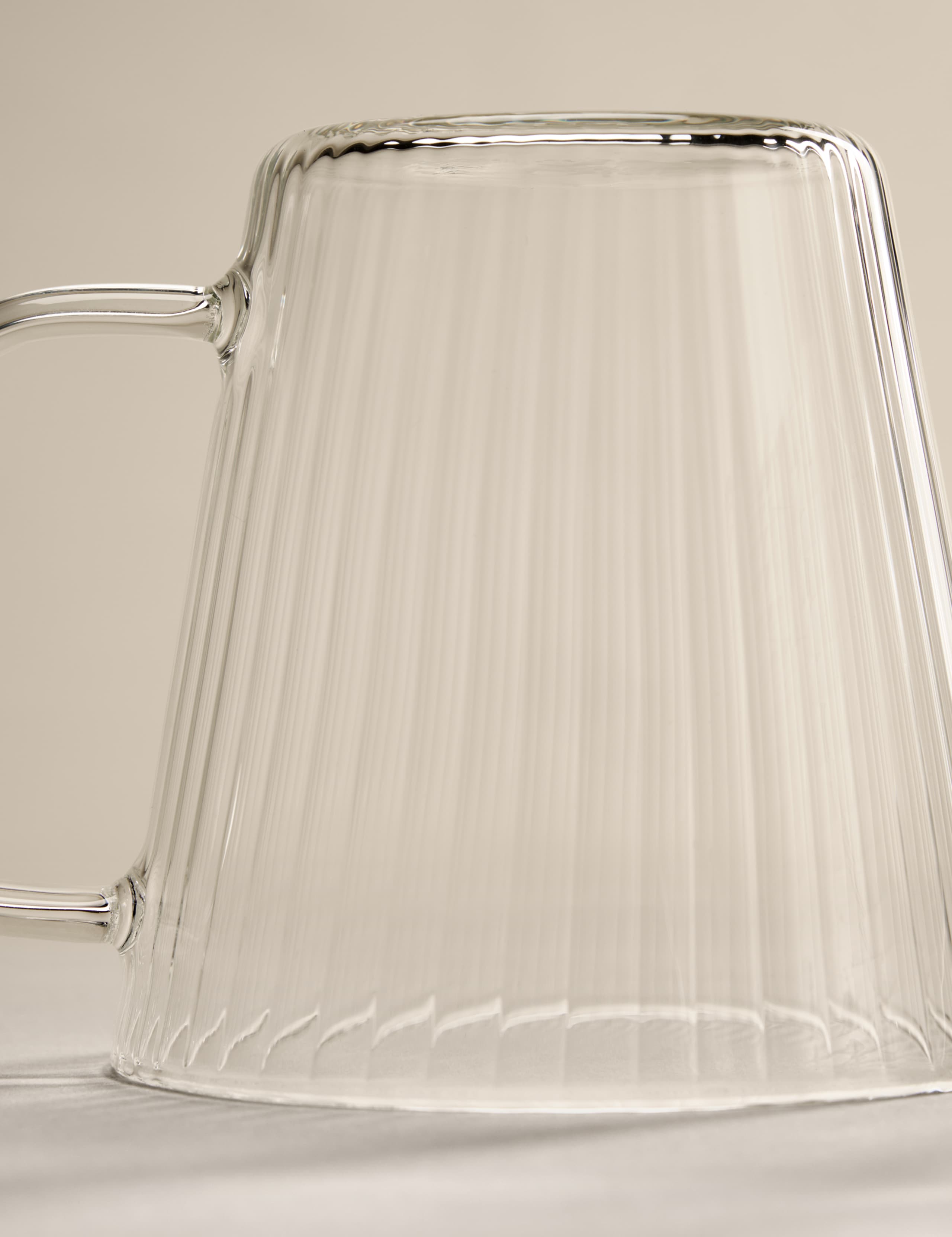 Set of 2 Ribbed Glass Cappuccino Mugs 4 of 4