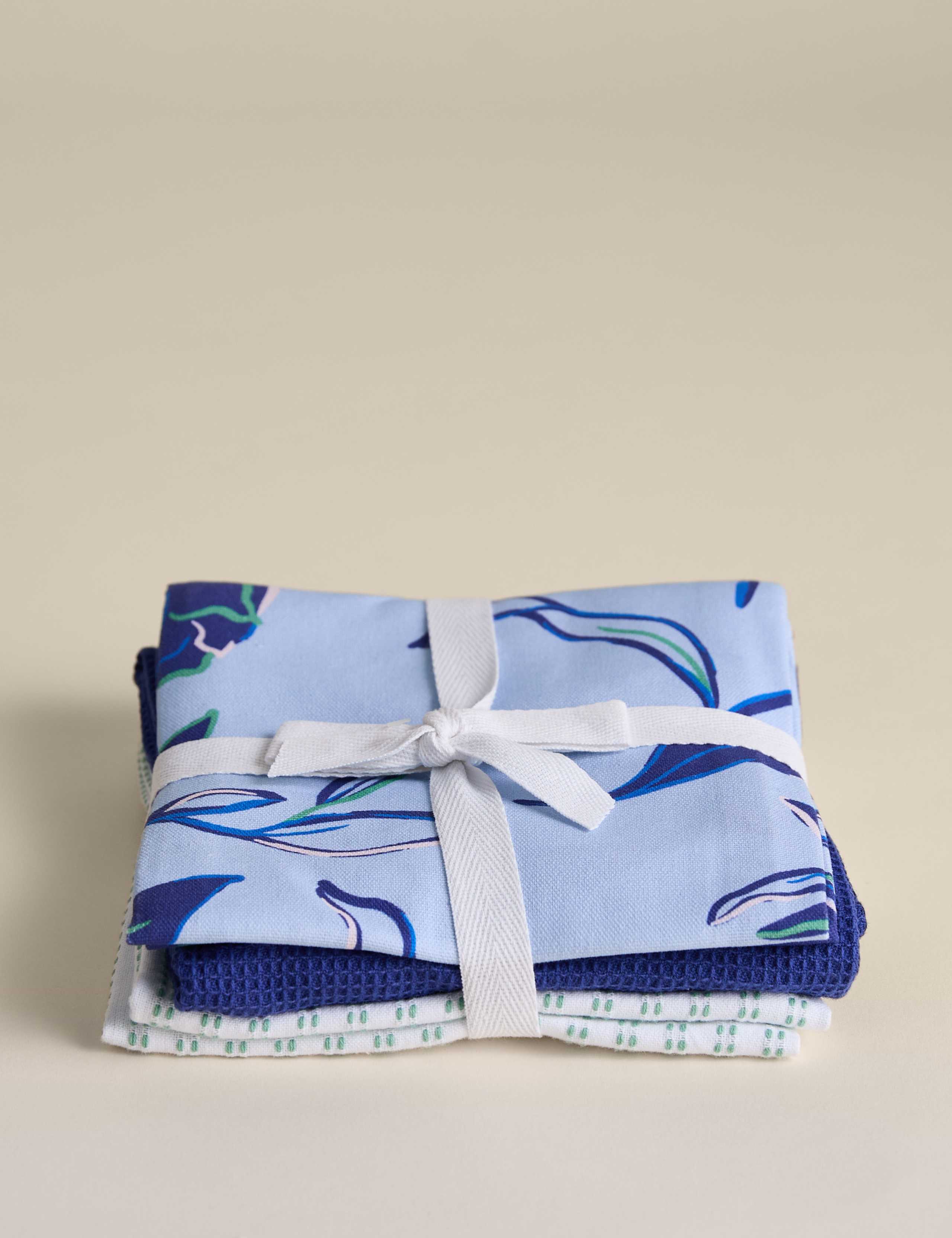 Set of 3 Pure Cotton Waffle Tea Towels 2 of 5