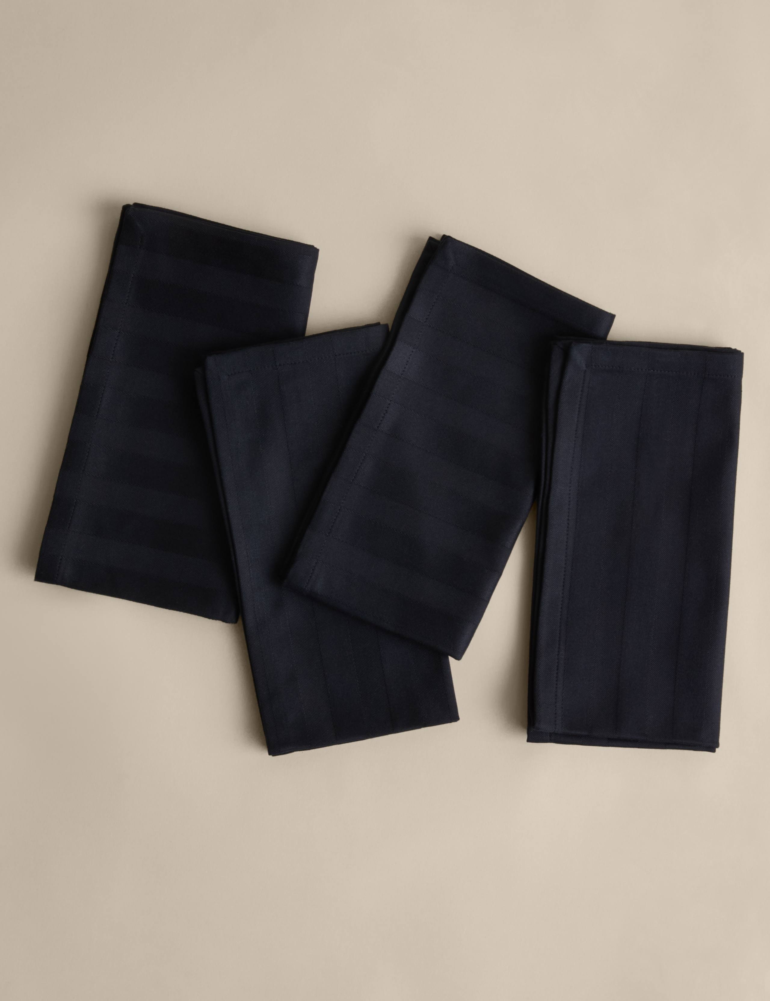Set of 4 Pure Cotton Sateen Striped Napkins 3 of 4