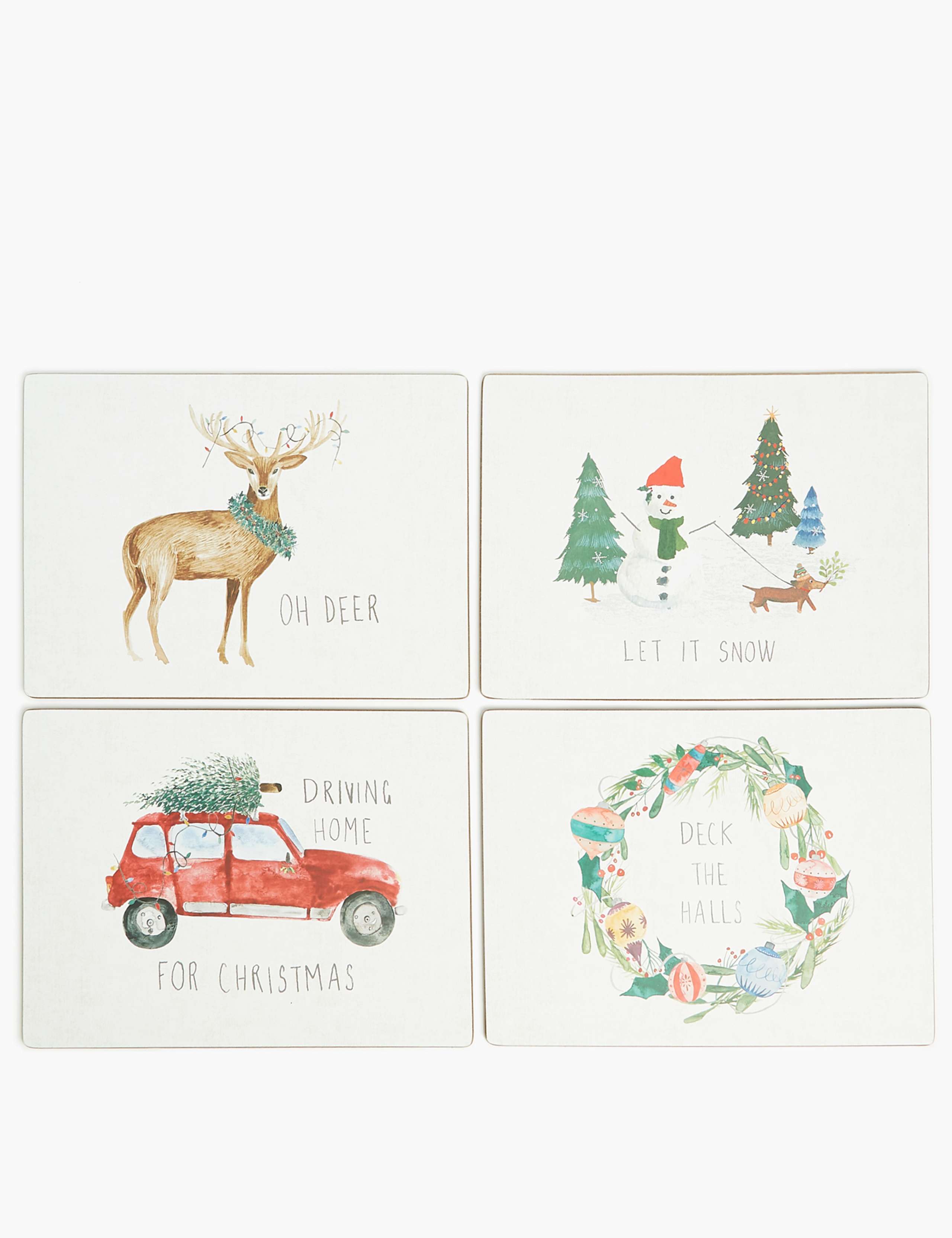 4 Pack Festive Cork Back Table Mats 2 of 3