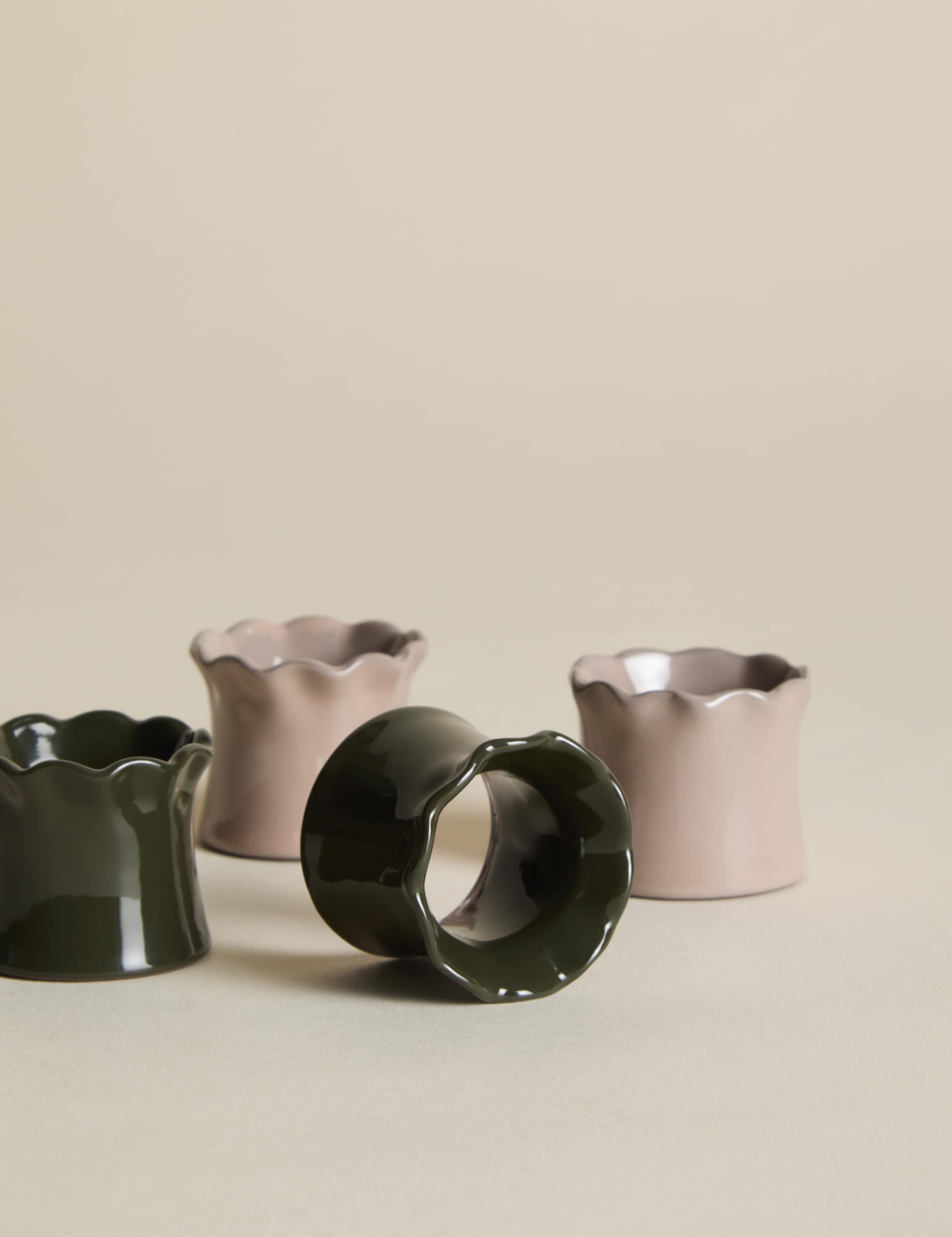 4pk Ceramic Napkin Rings 1 of 4