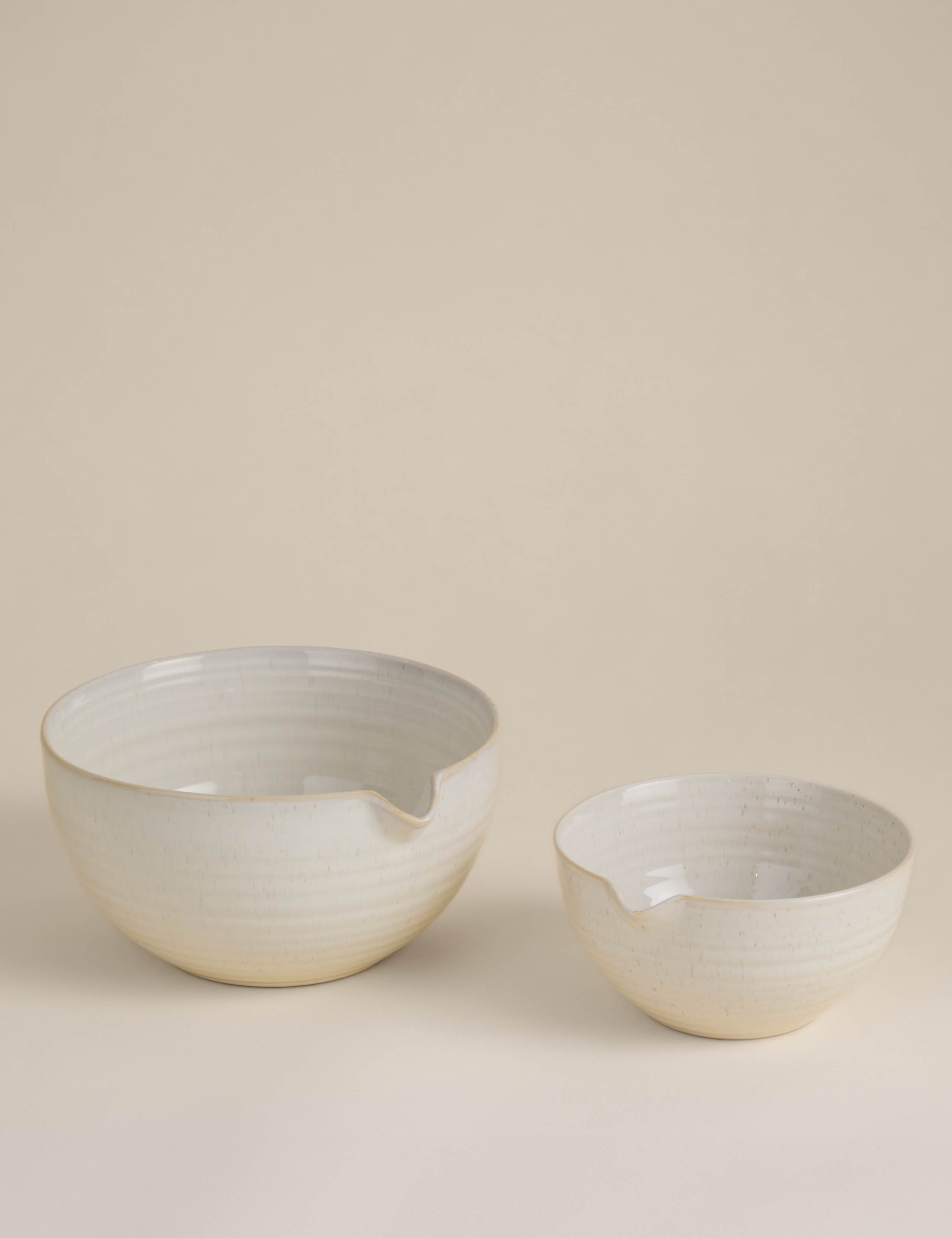 Set of 2 Ceramic Ribbed Nesting Mixing Bowls 2 of 4
