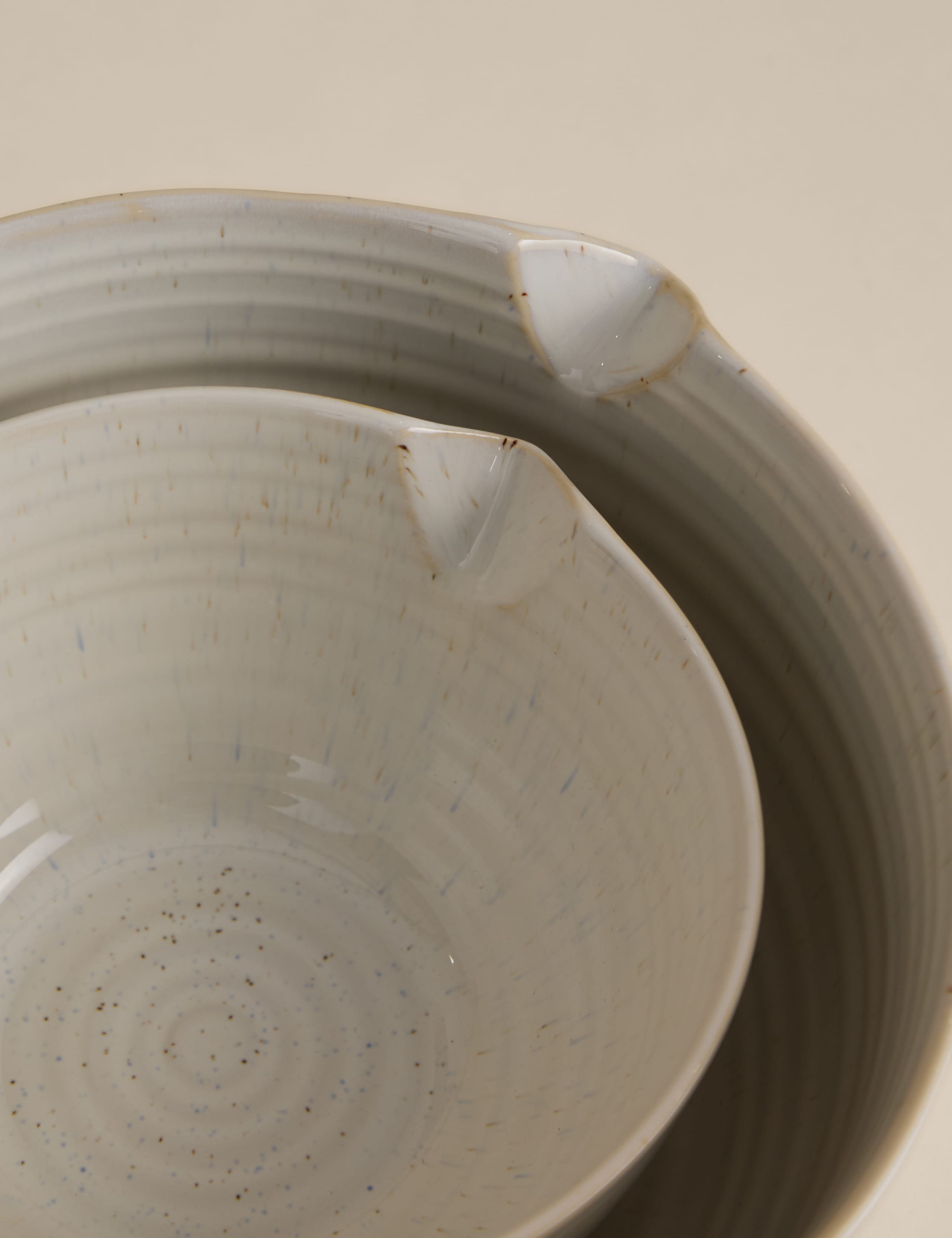 Set of 2 Ceramic Ribbed Nesting Mixing Bowls 3 of 4
