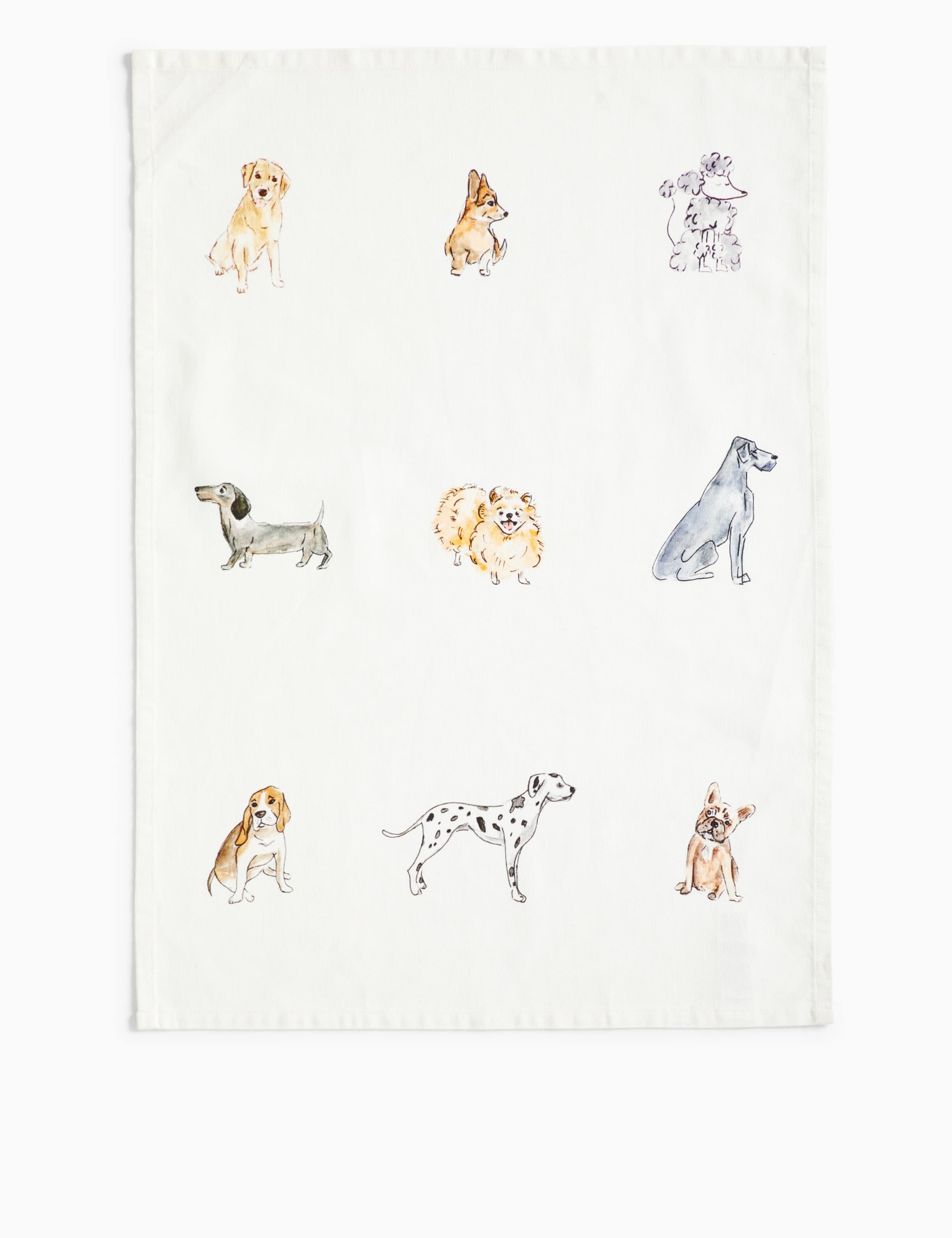 Cotton Dog Print Tea Towel 1 of 2