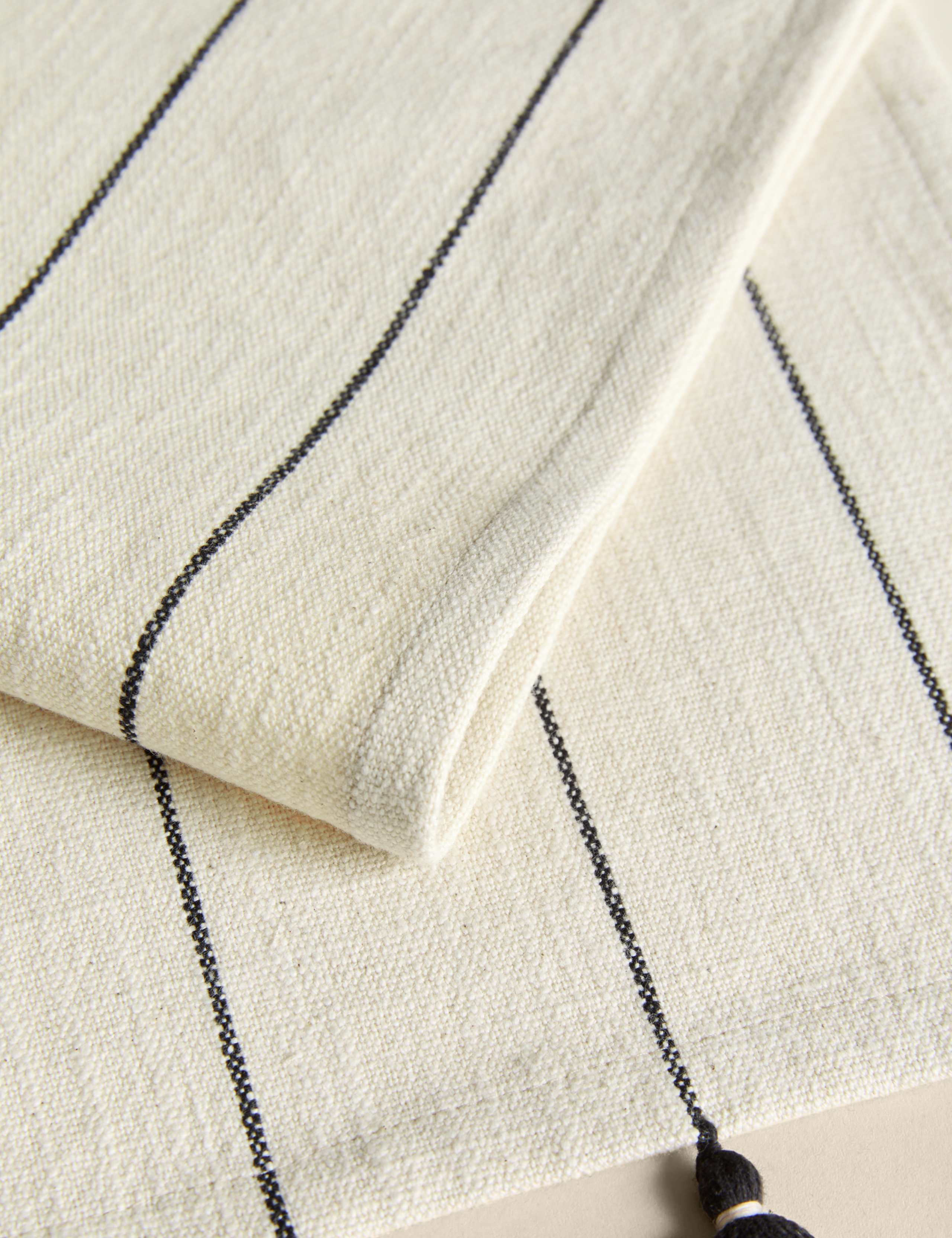 Set of 2 Pure Cotton Striped Tassel Placemats 4 of 4
