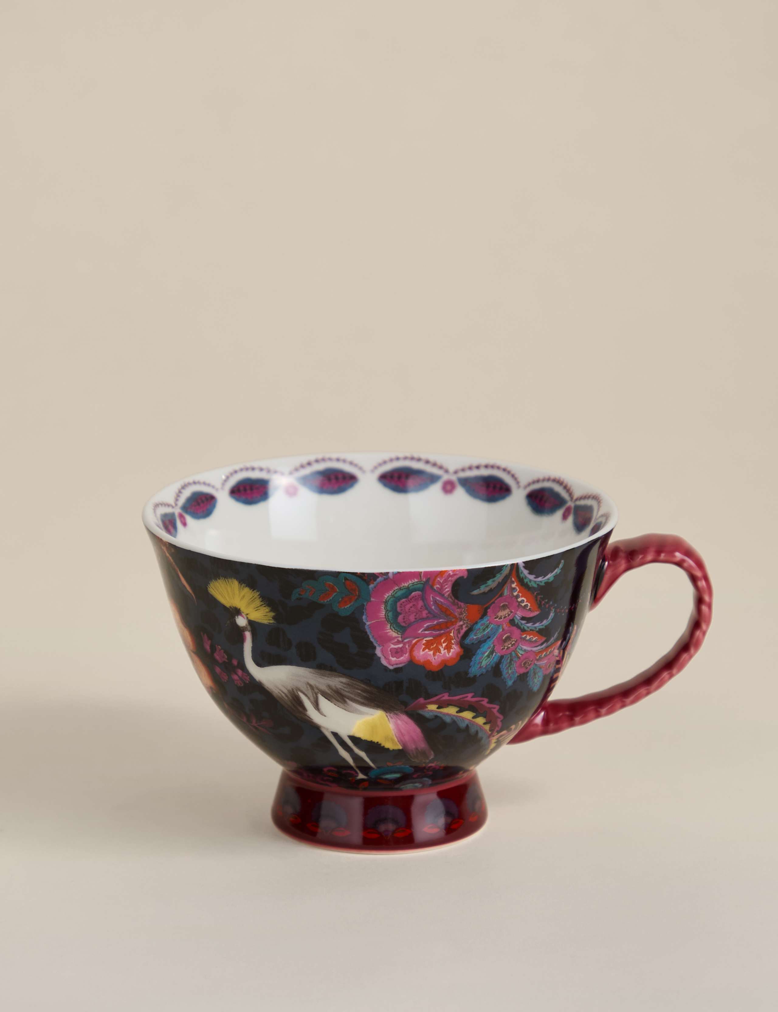 Bird & Floral Print Footed Mug 1 of 3