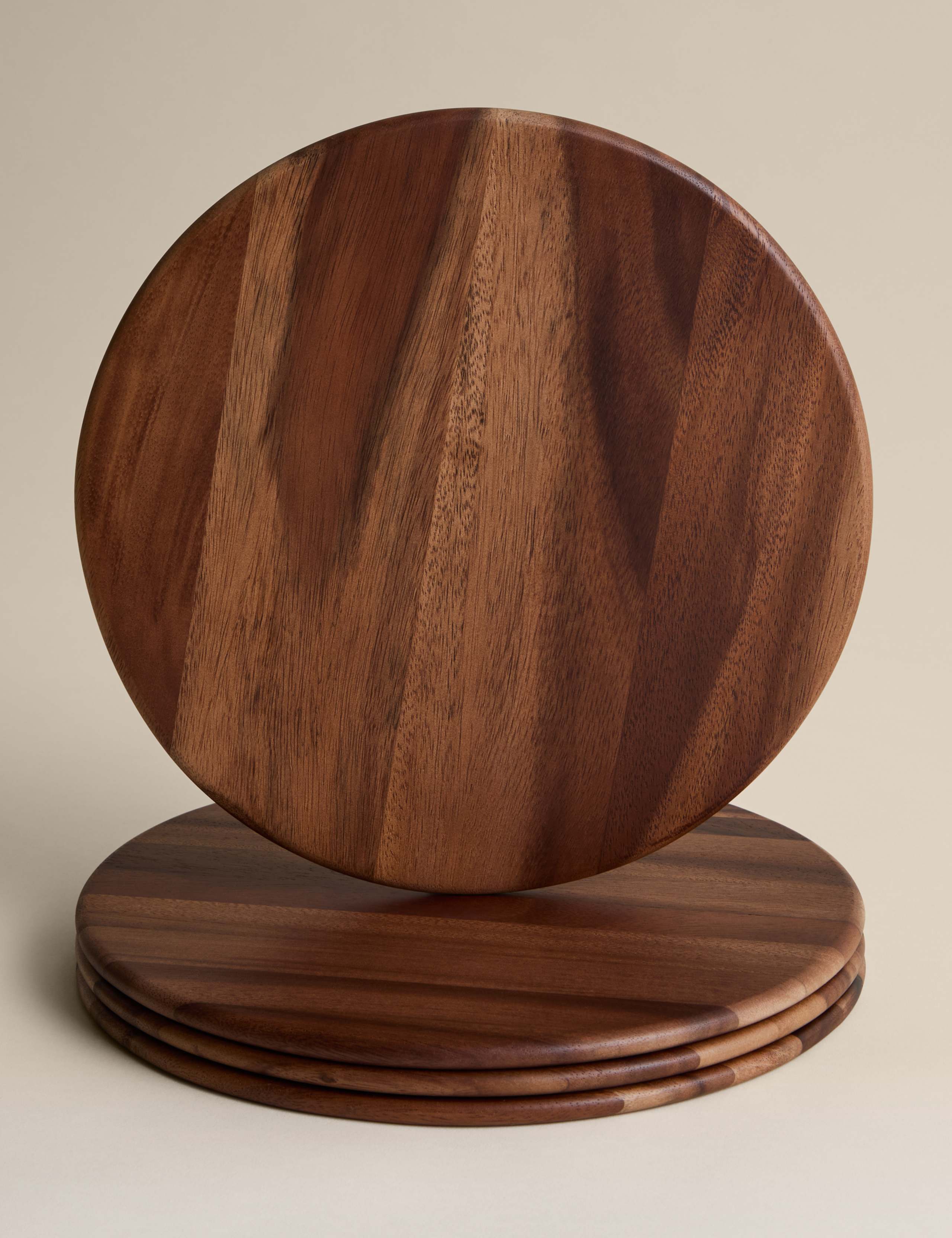 Set of 4 Wooden Round Placemats 1 of 4