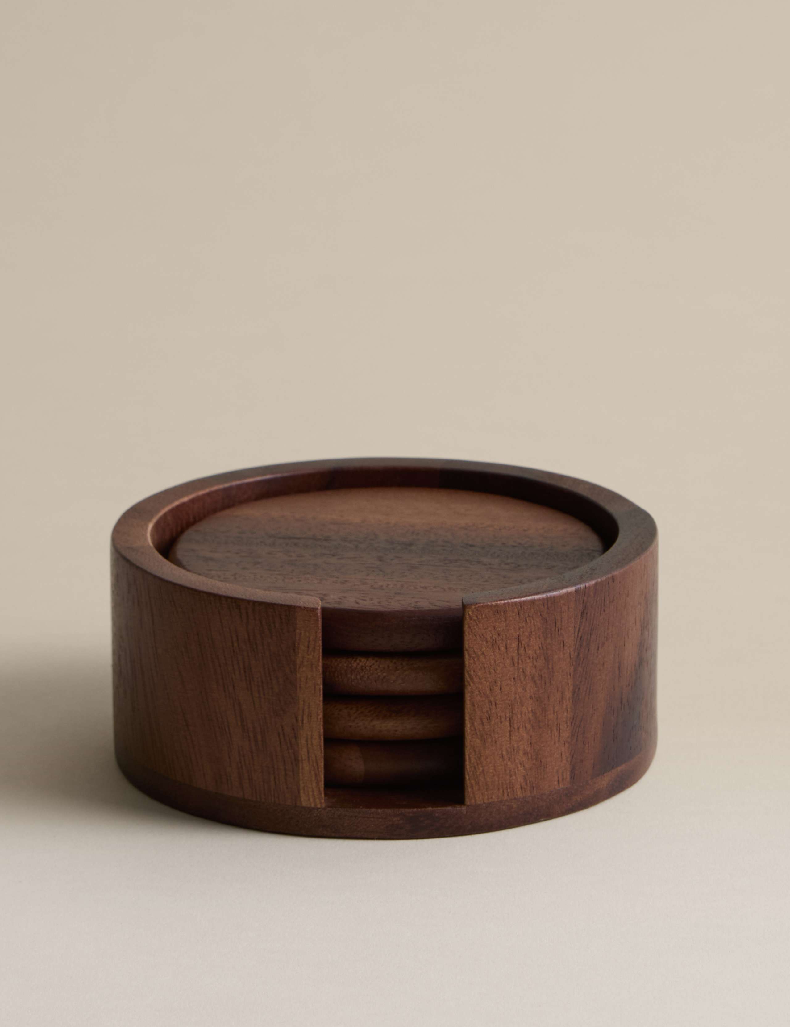 Set of 4 Wooden Round Coasters 2 of 5