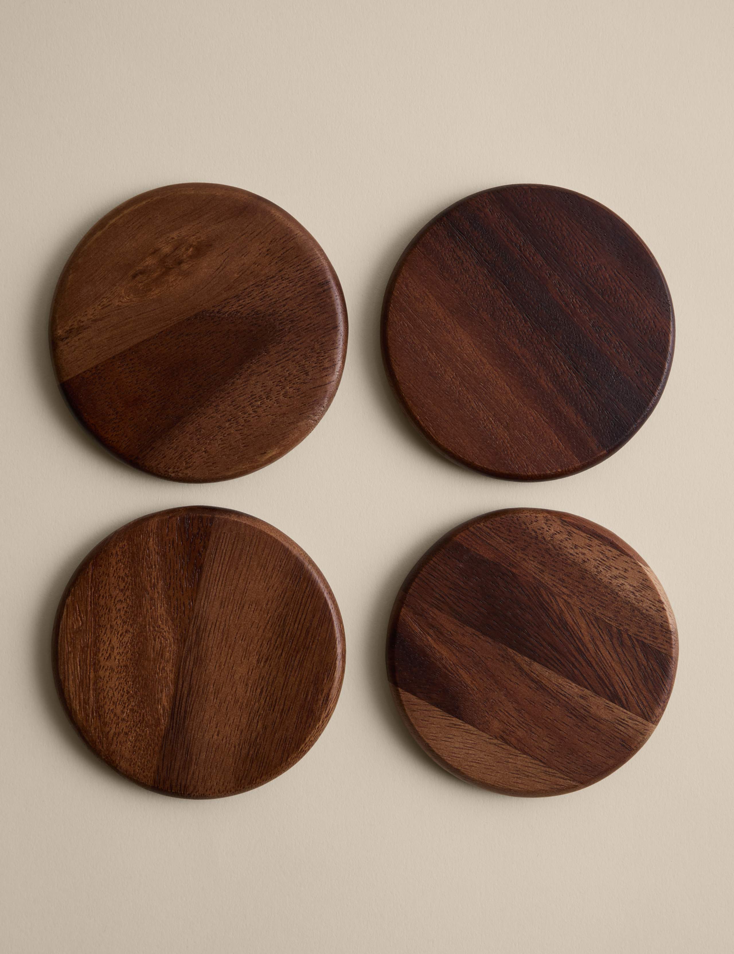 Set of 4 Wooden Round Coasters 3 of 5