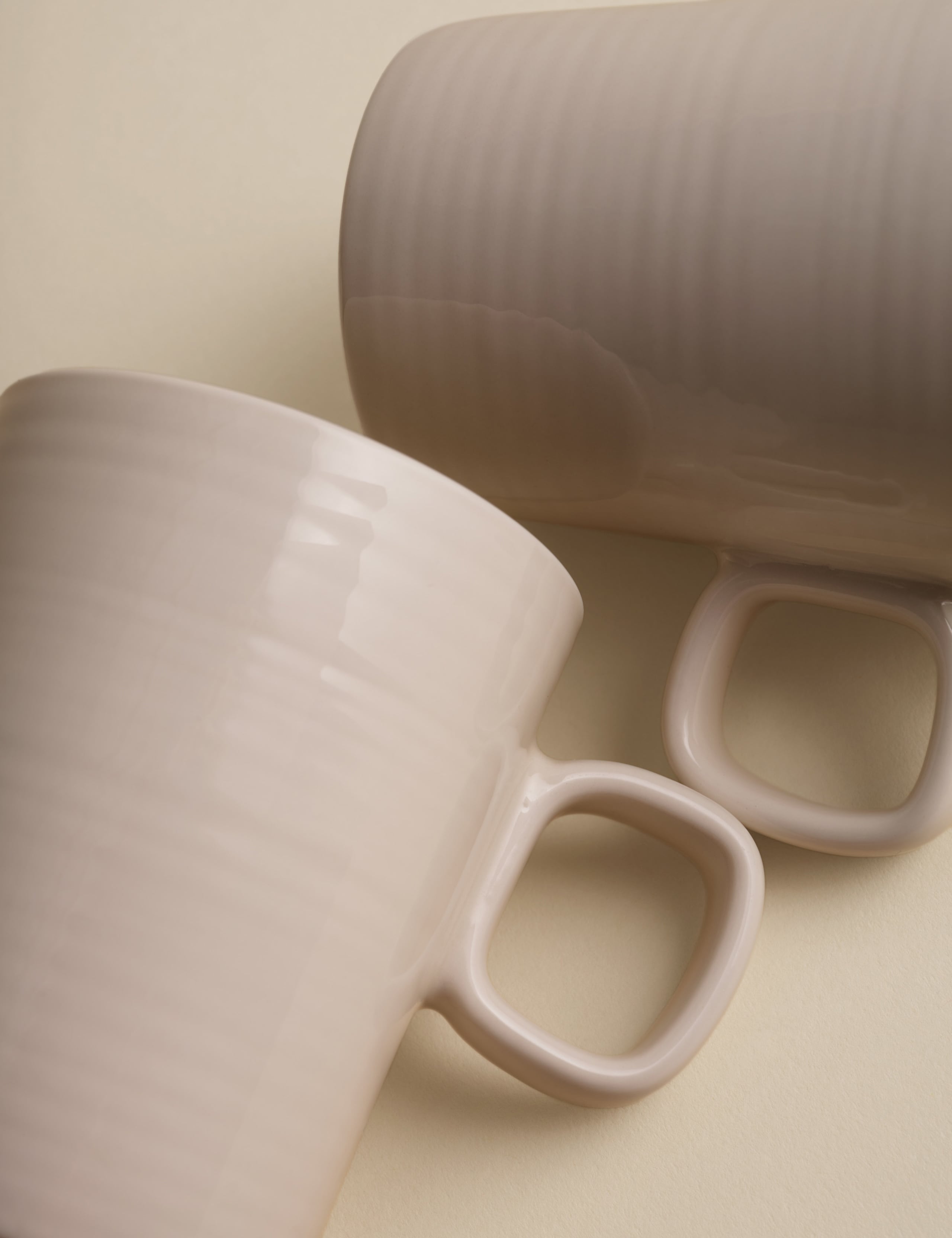 Set of 4 Ribbed Ceramic Cappucino Cups 4 of 4