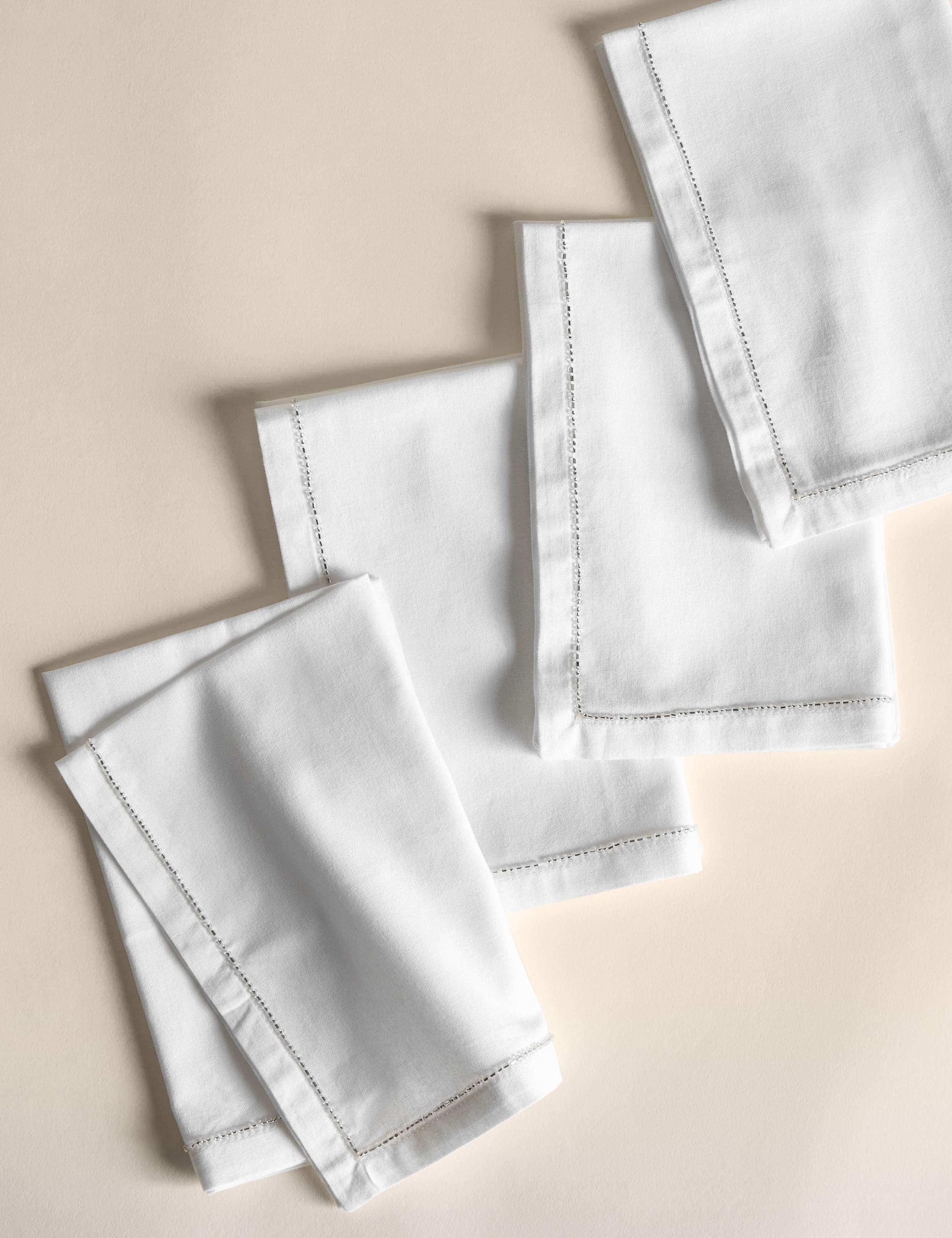 4pk Pure Cotton Beaded Edge Napkins 3 of 5