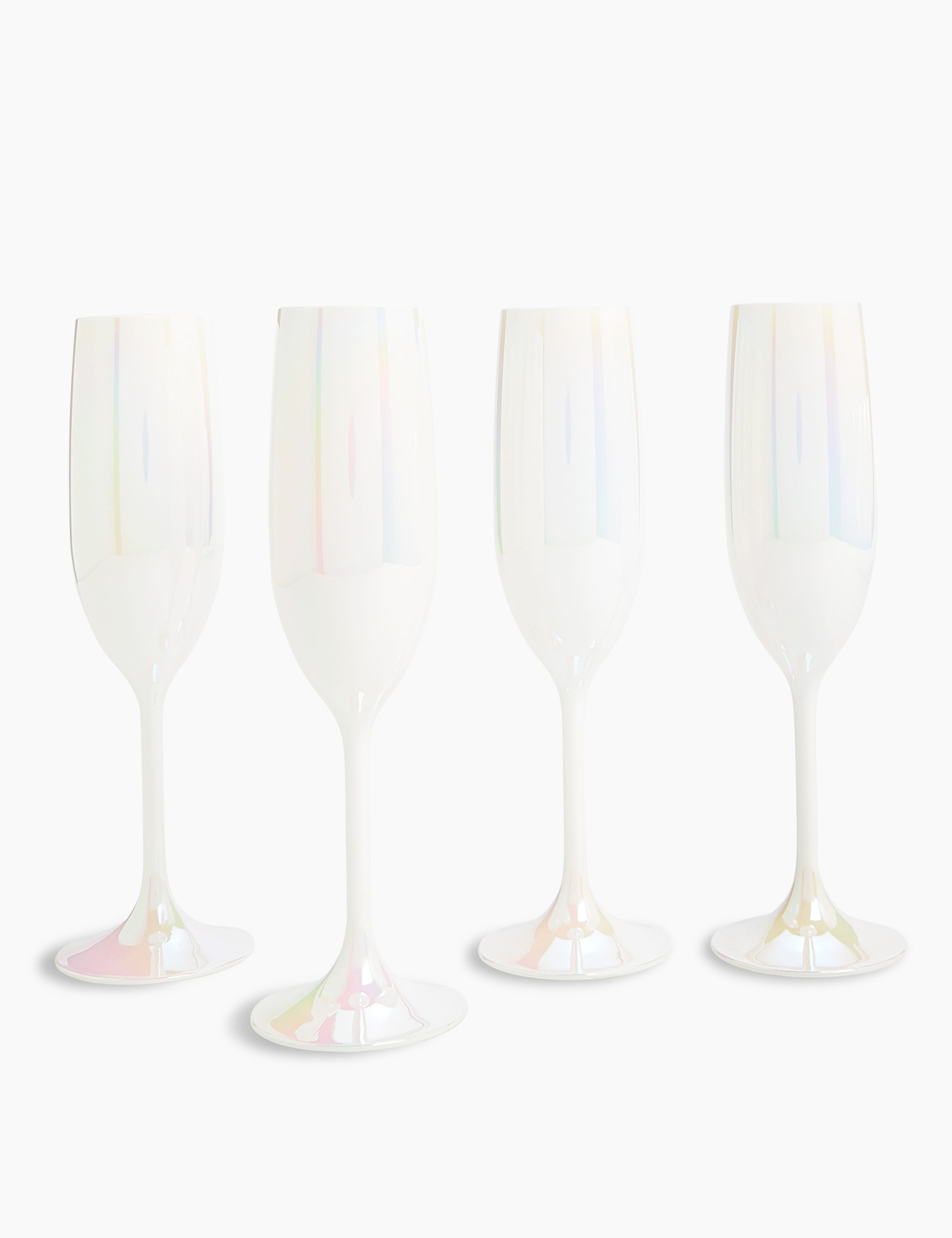 Set of 4 White Lustre Champagne Flutes 1 of 3