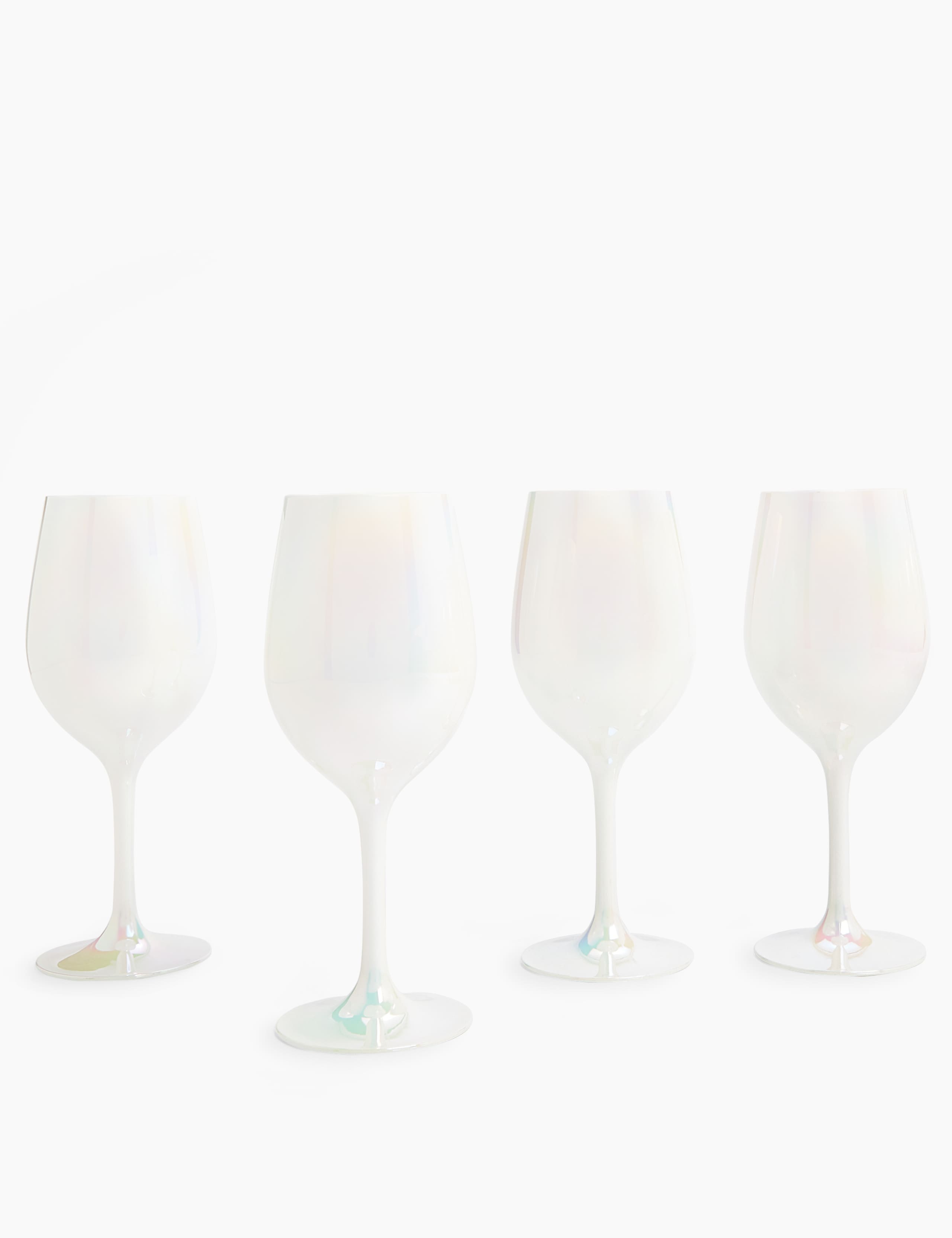 Set of 4 White Lustre Wine Glasses 1 of 3