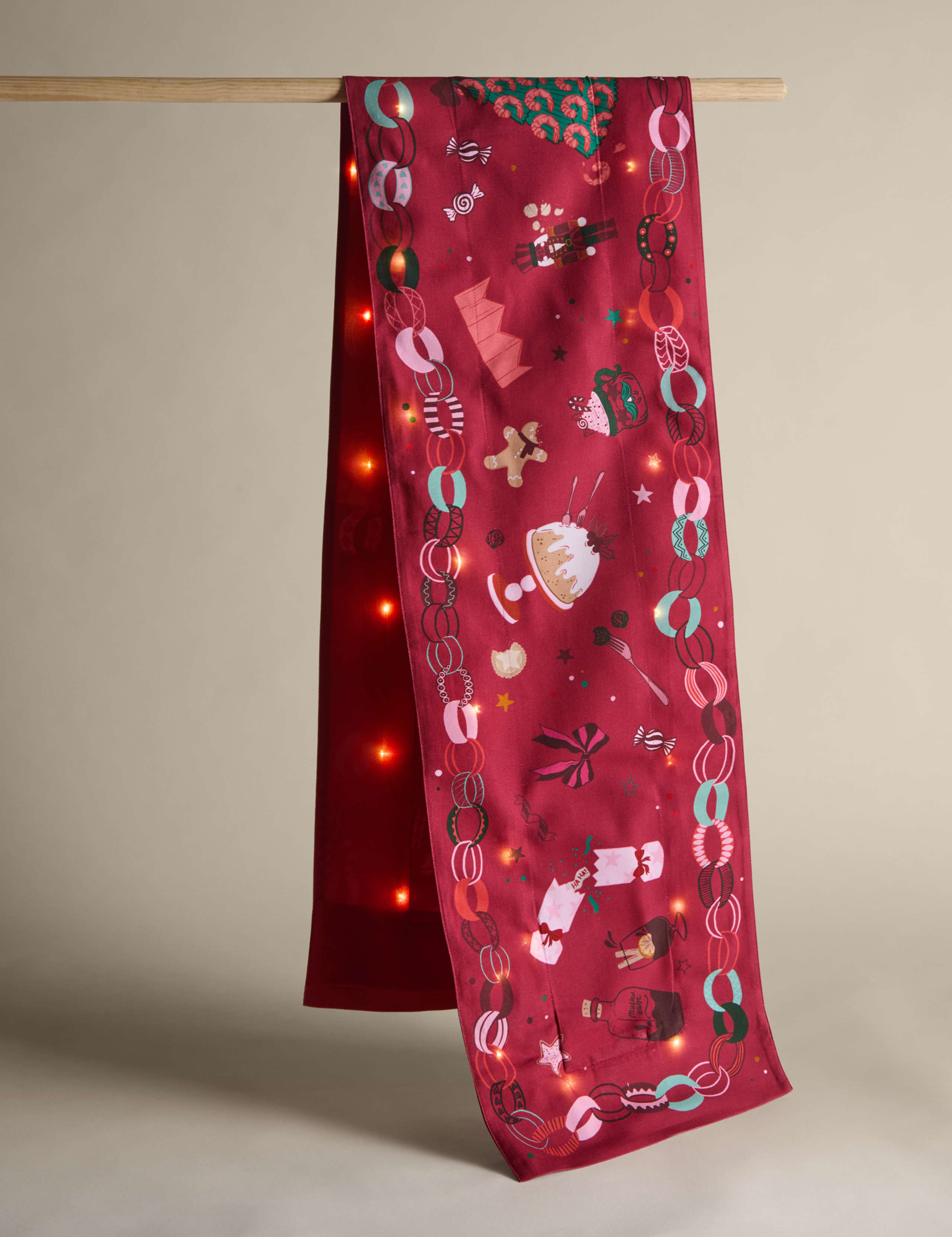 Pure Cotton Light Up Christmas Table Runner 2 of 4