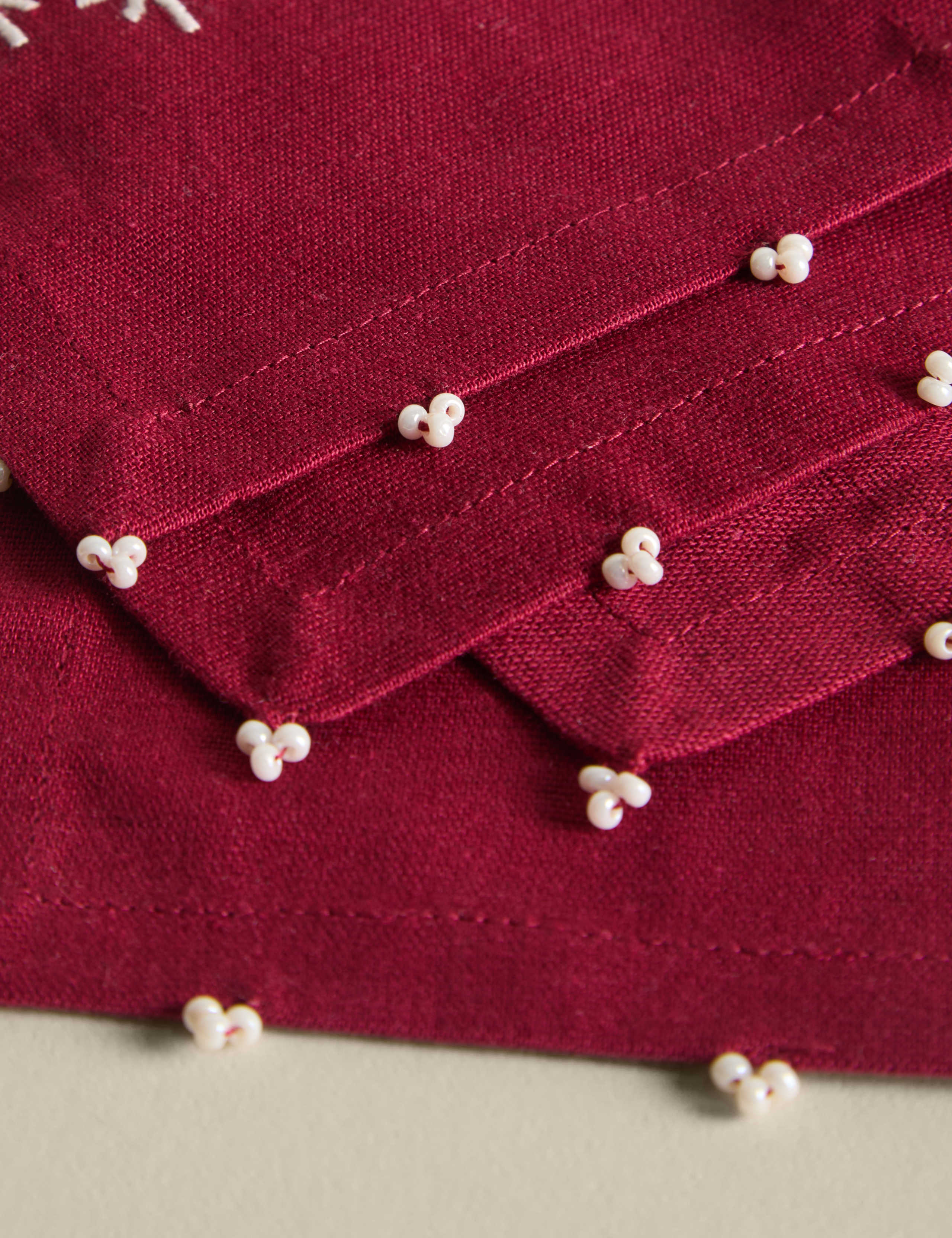 Set of 4 Embroidered Logo Cocktail Napkins 3 of 5
