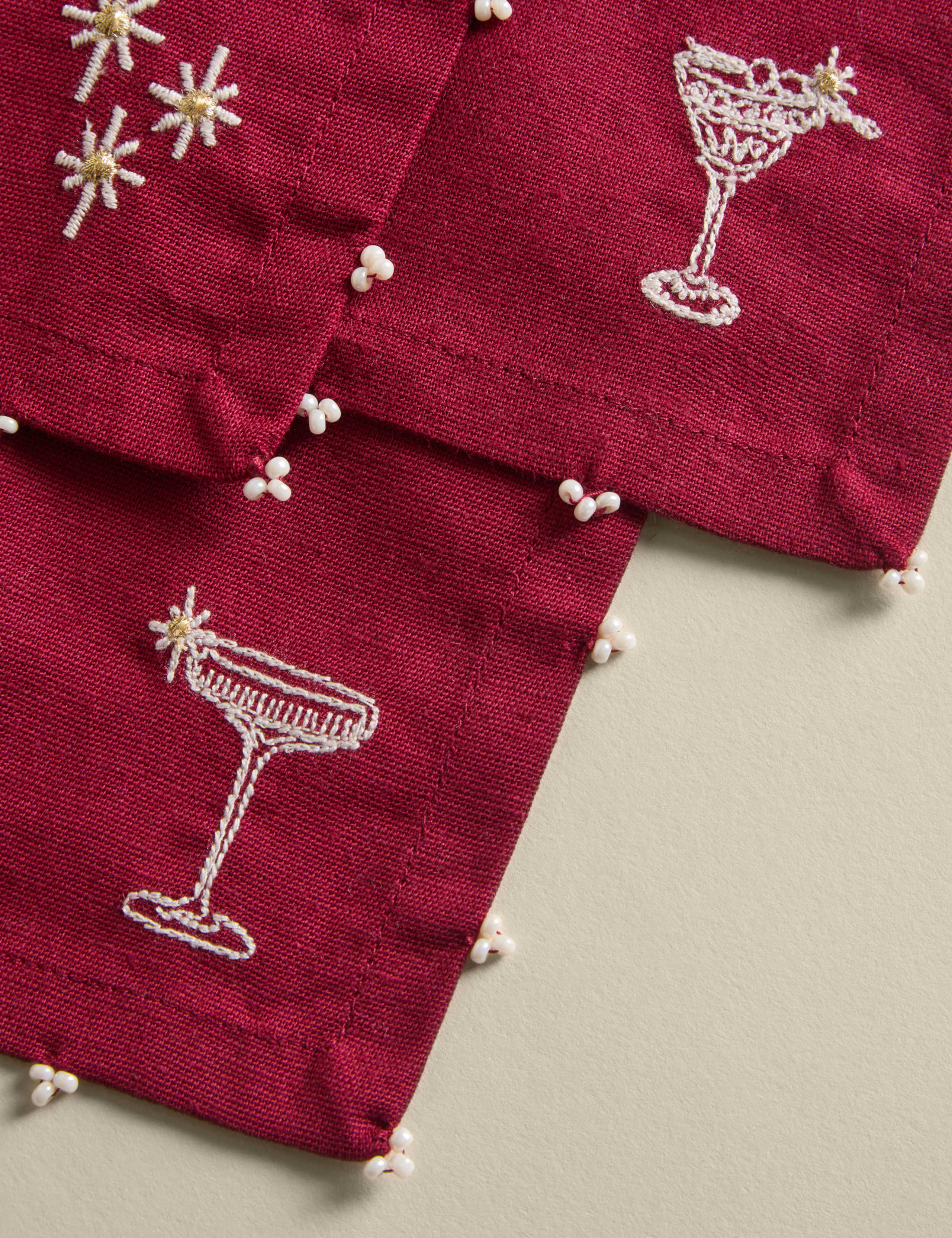 Set of 4 Embroidered Logo Cocktail Napkins 4 of 5