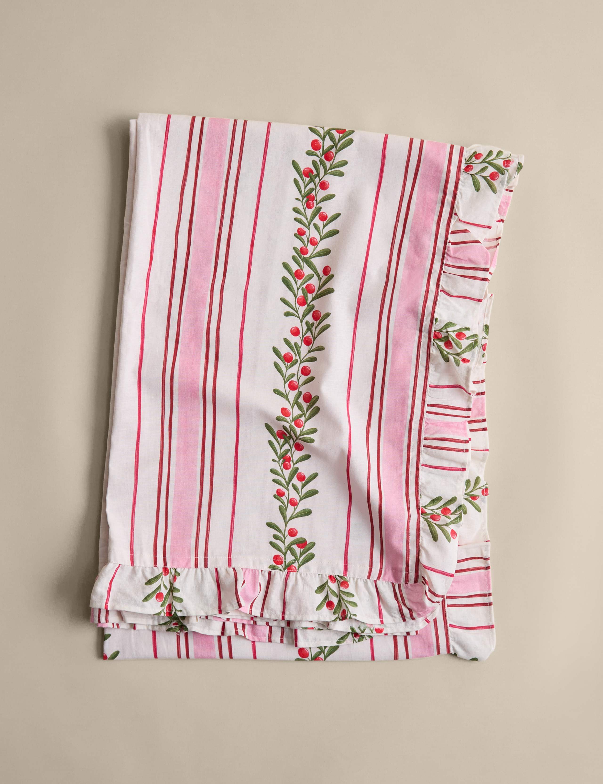 Cotton with Linen Festive Retro Striped Tablecloth 3 of 4