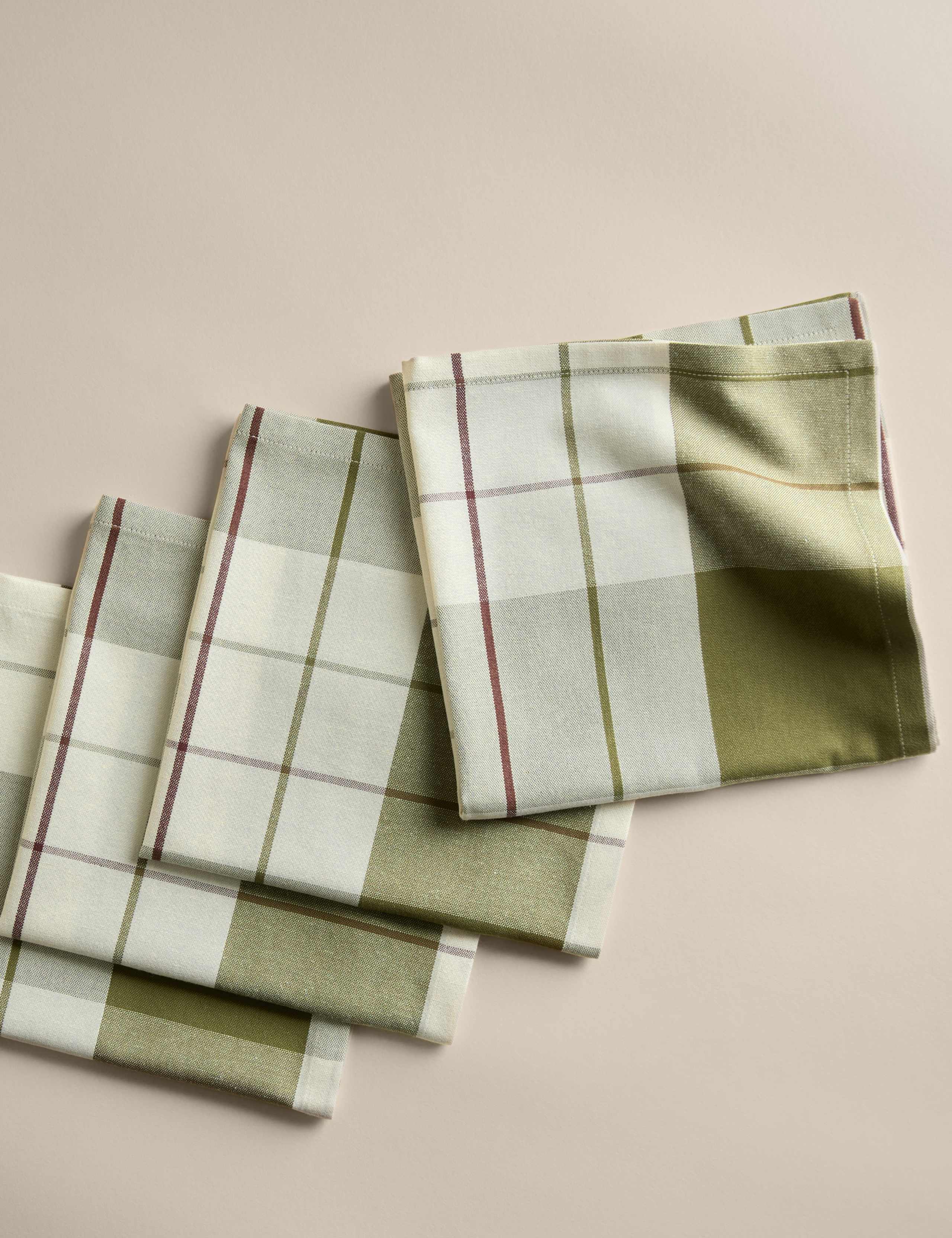4pk Cotton Rich Checked Napkins 2 of 4