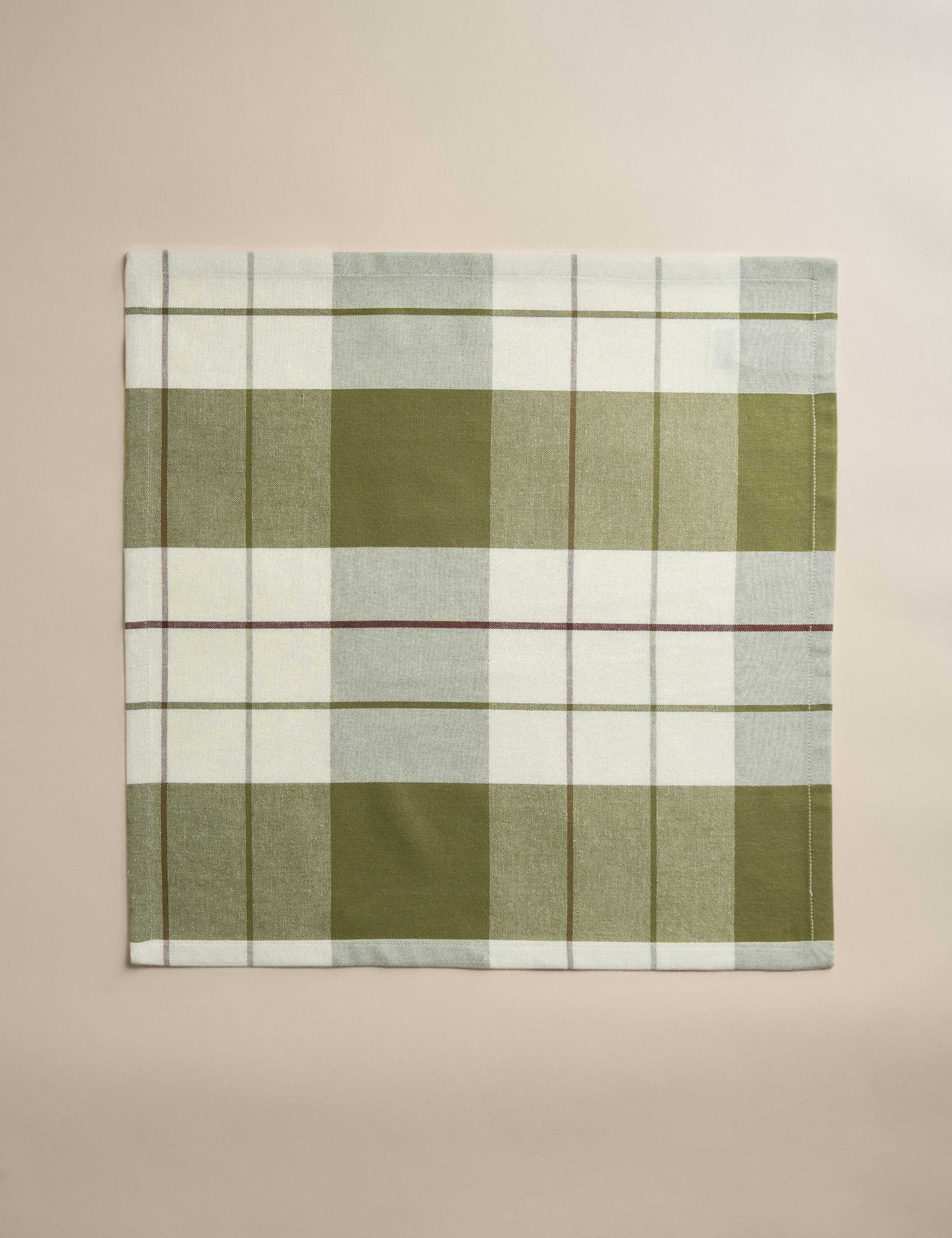 4pk Cotton Rich Checked Napkins 4 of 4