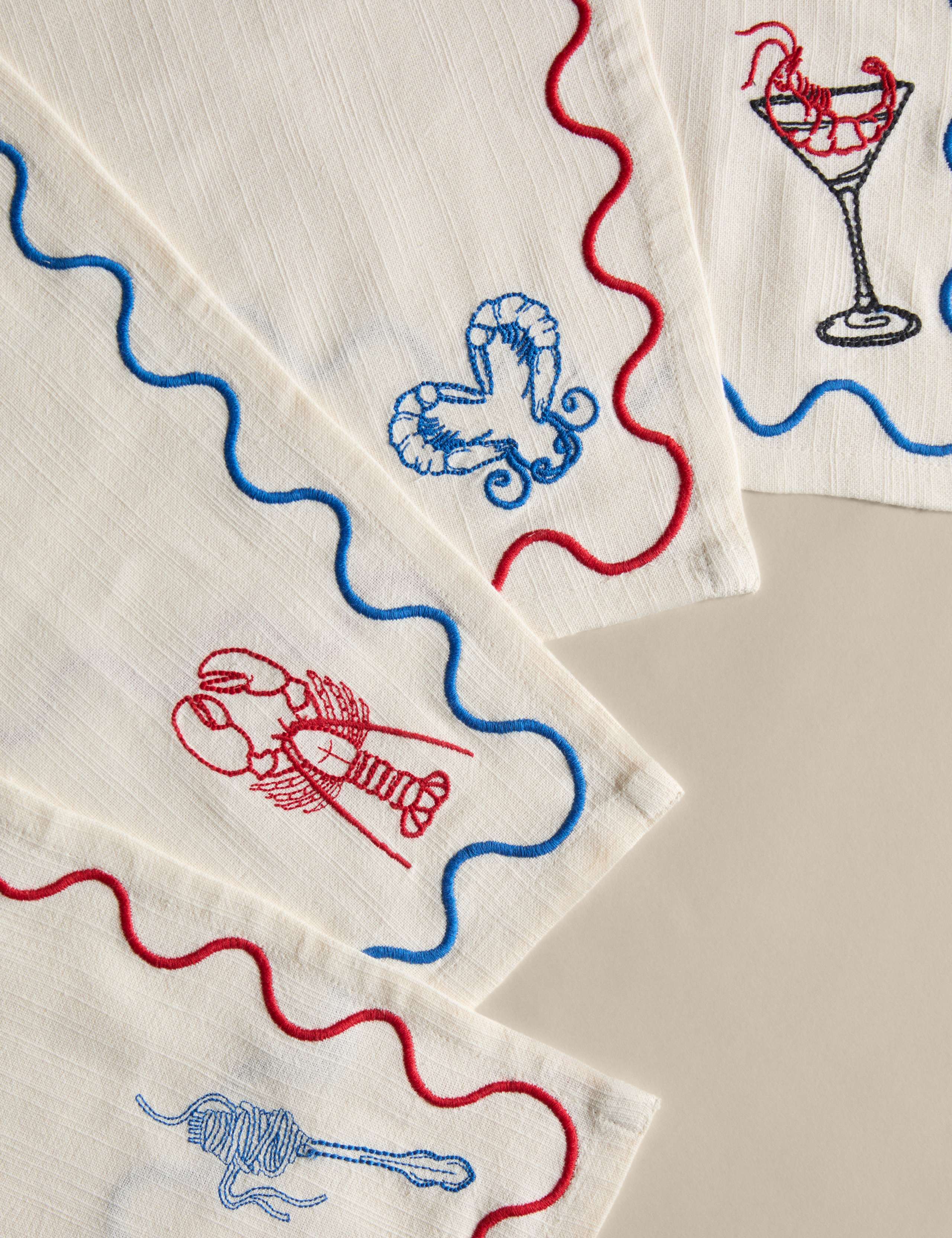 Set of 4 Pure Cotton Bistro Embroidered Napkins 3 of 4
