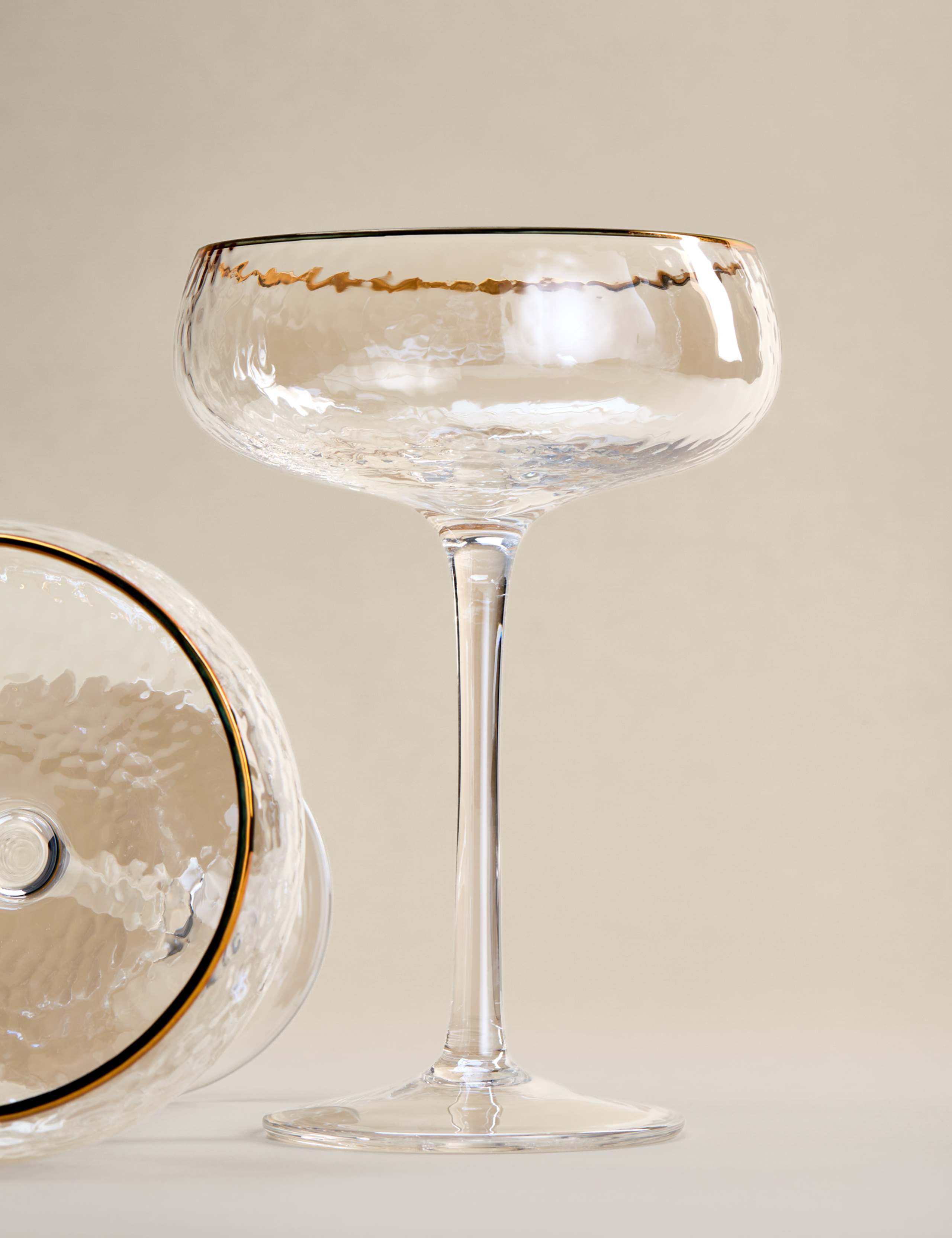 Set of 2 Hammered Lustre Coupe Glasses 3 of 5