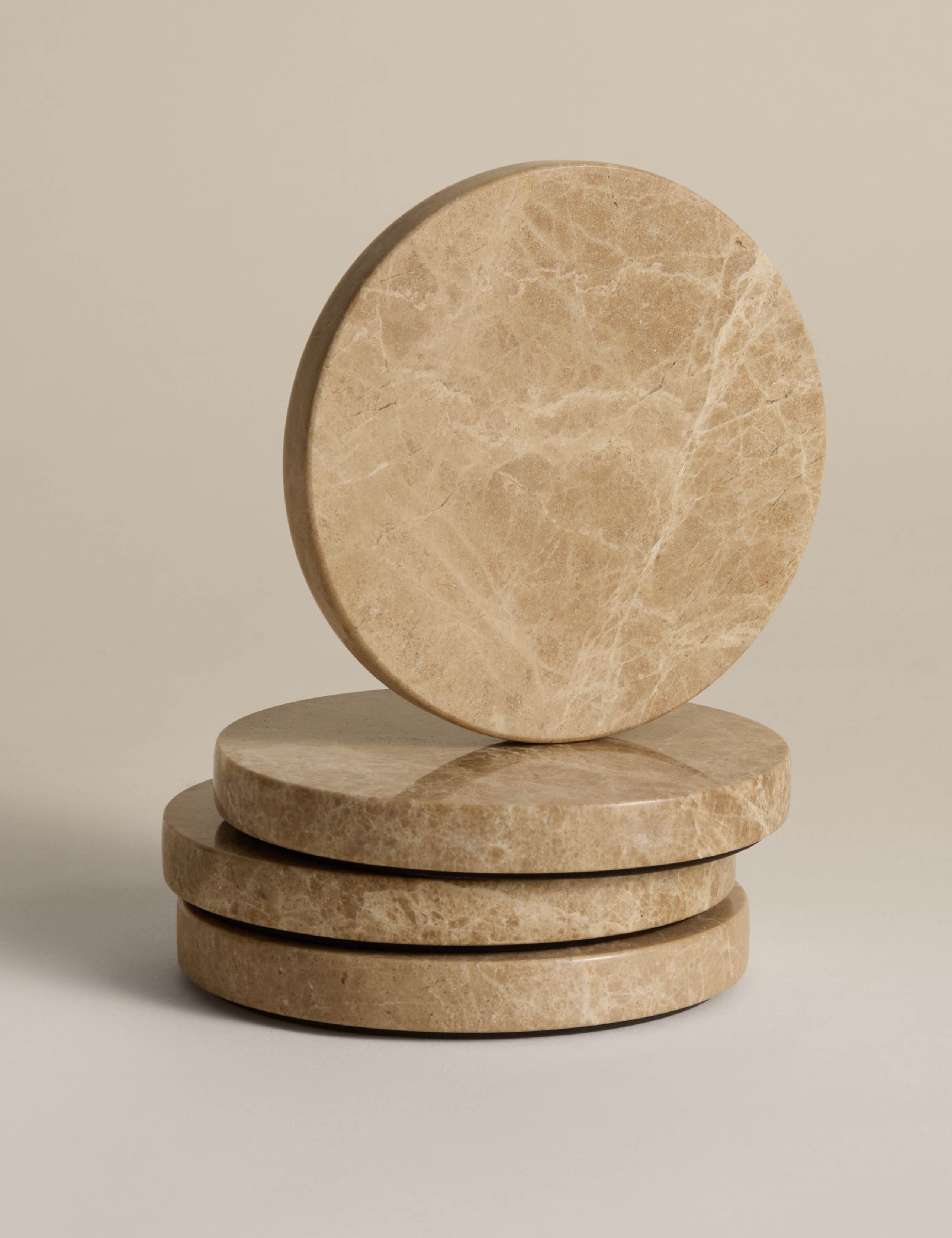 Set of 4 Stone Coasters with Holder 2 of 4