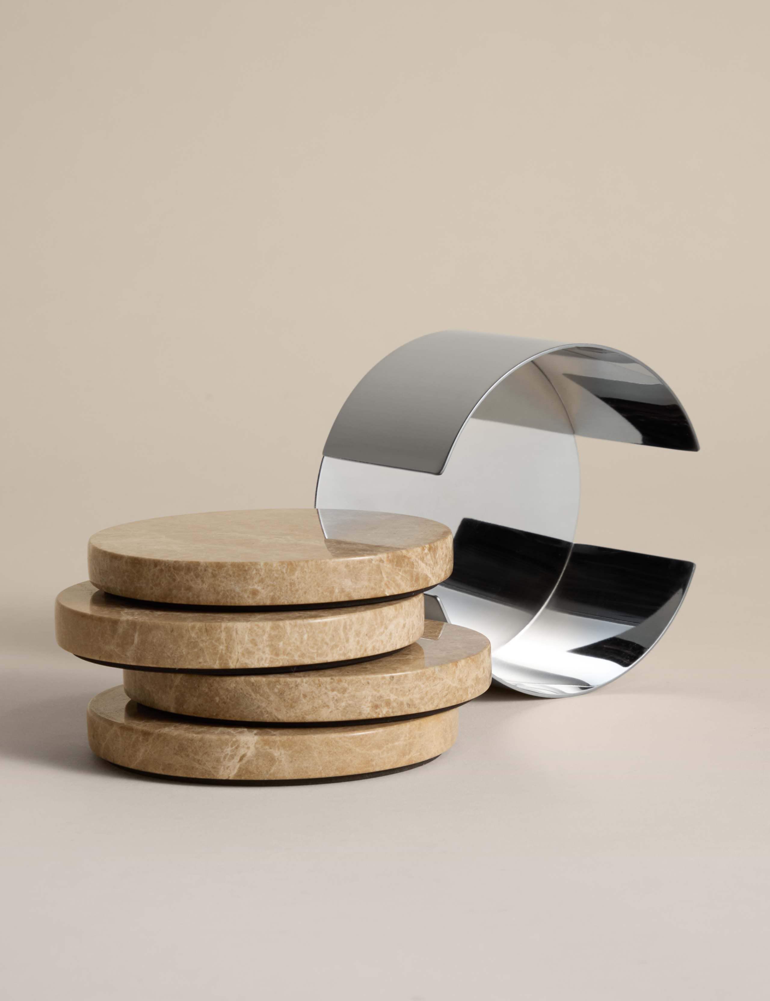 Set of 4 Stone Coasters with Holder 3 of 4