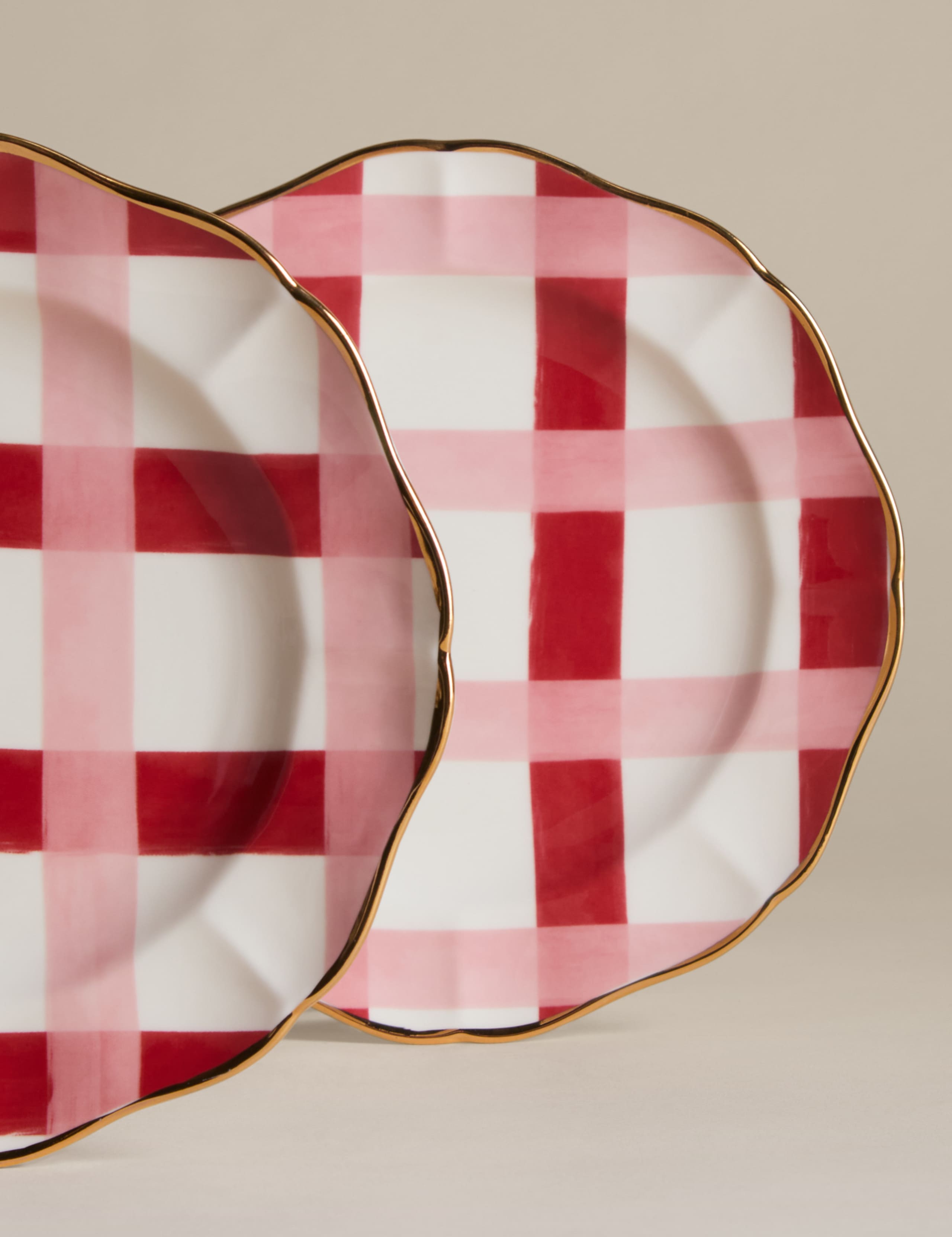 Set of 2 Retro Scallop Check Side Plates 1 of 5