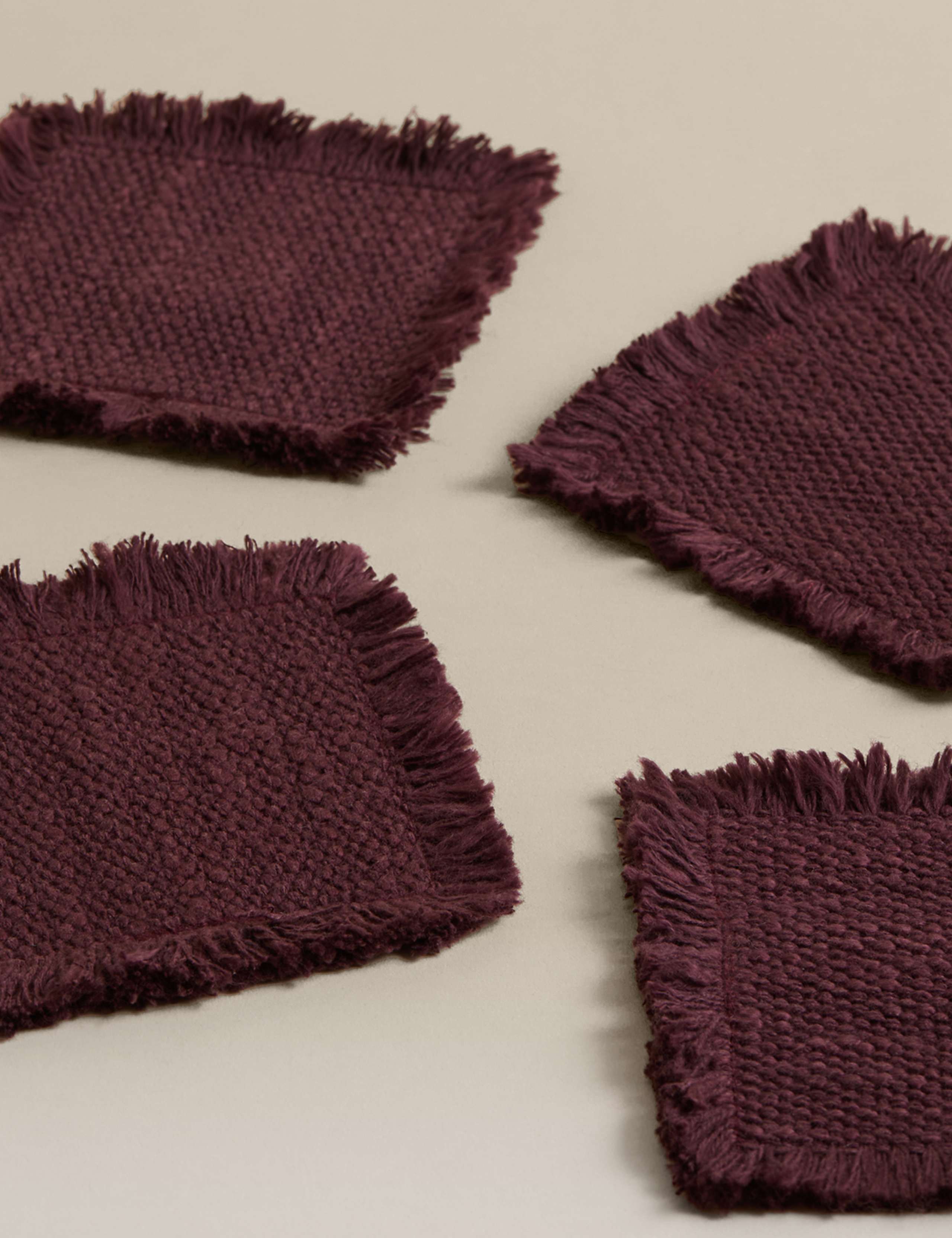 Set of 4 Pure Cotton Frayed Edge Coasters 4 of 4