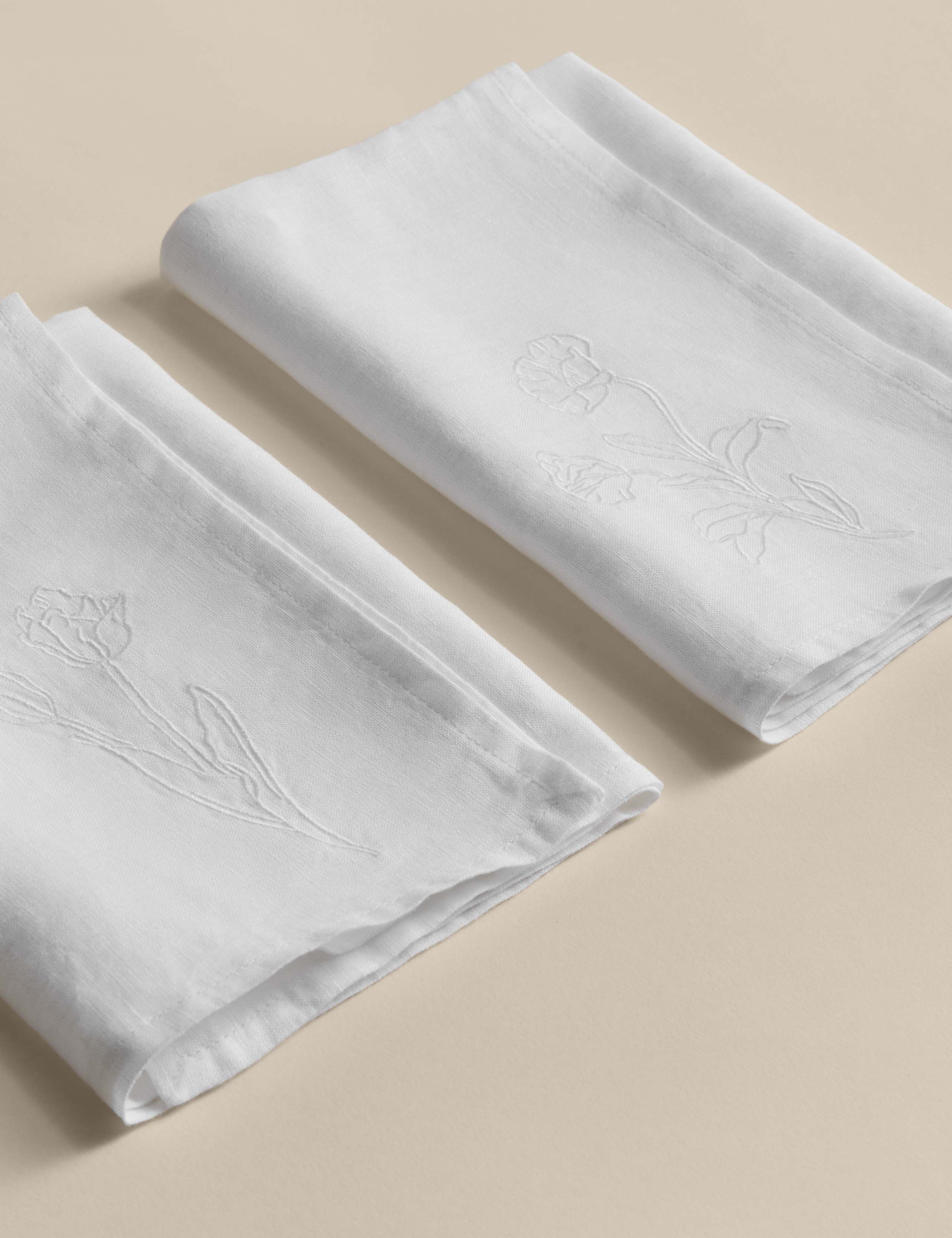 Set of 2 Pure Linen Embroidered Napkins 3 of 5