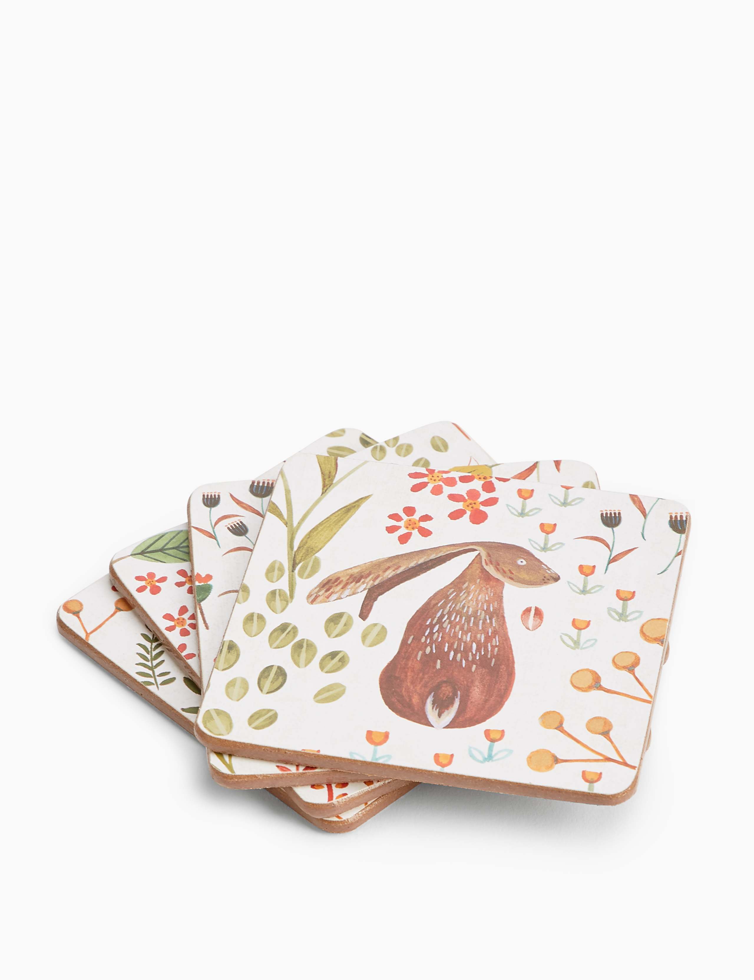 Set of 4 Woodland Print Coasters 1 of 3