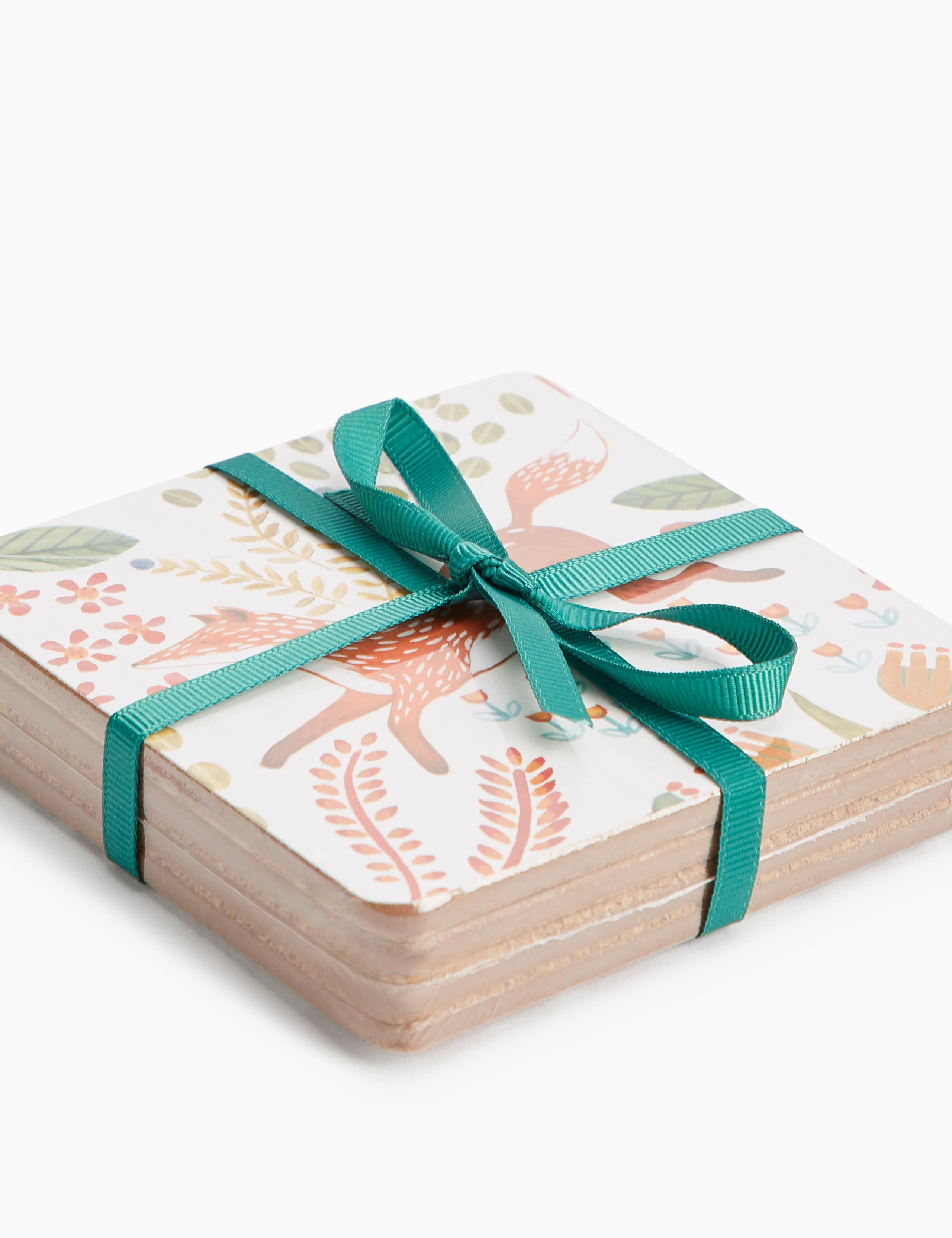 Set of 4 Woodland Print Coasters 2 of 3