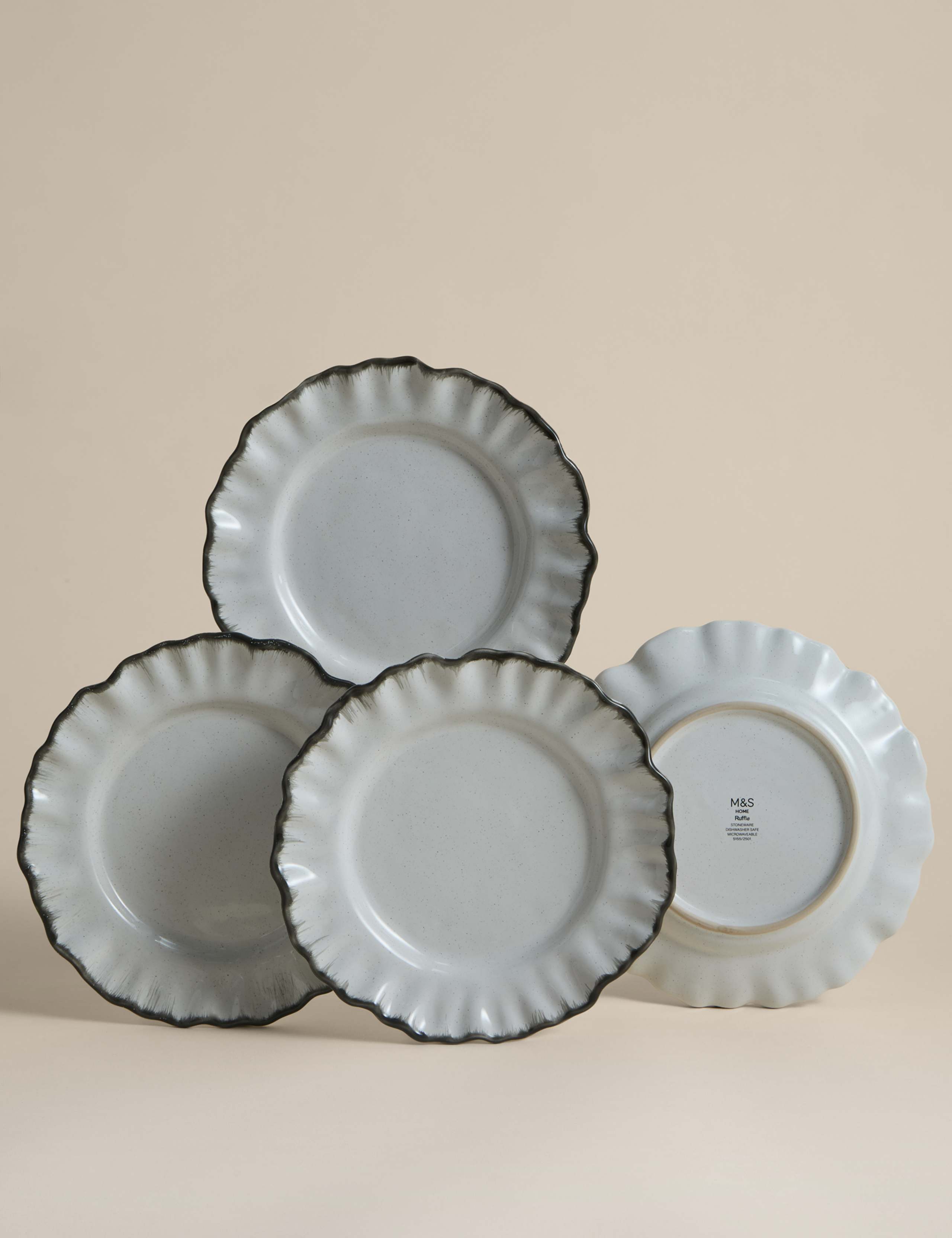 Set of 4 Ruffle Stoneware Side Plates 1 of 4